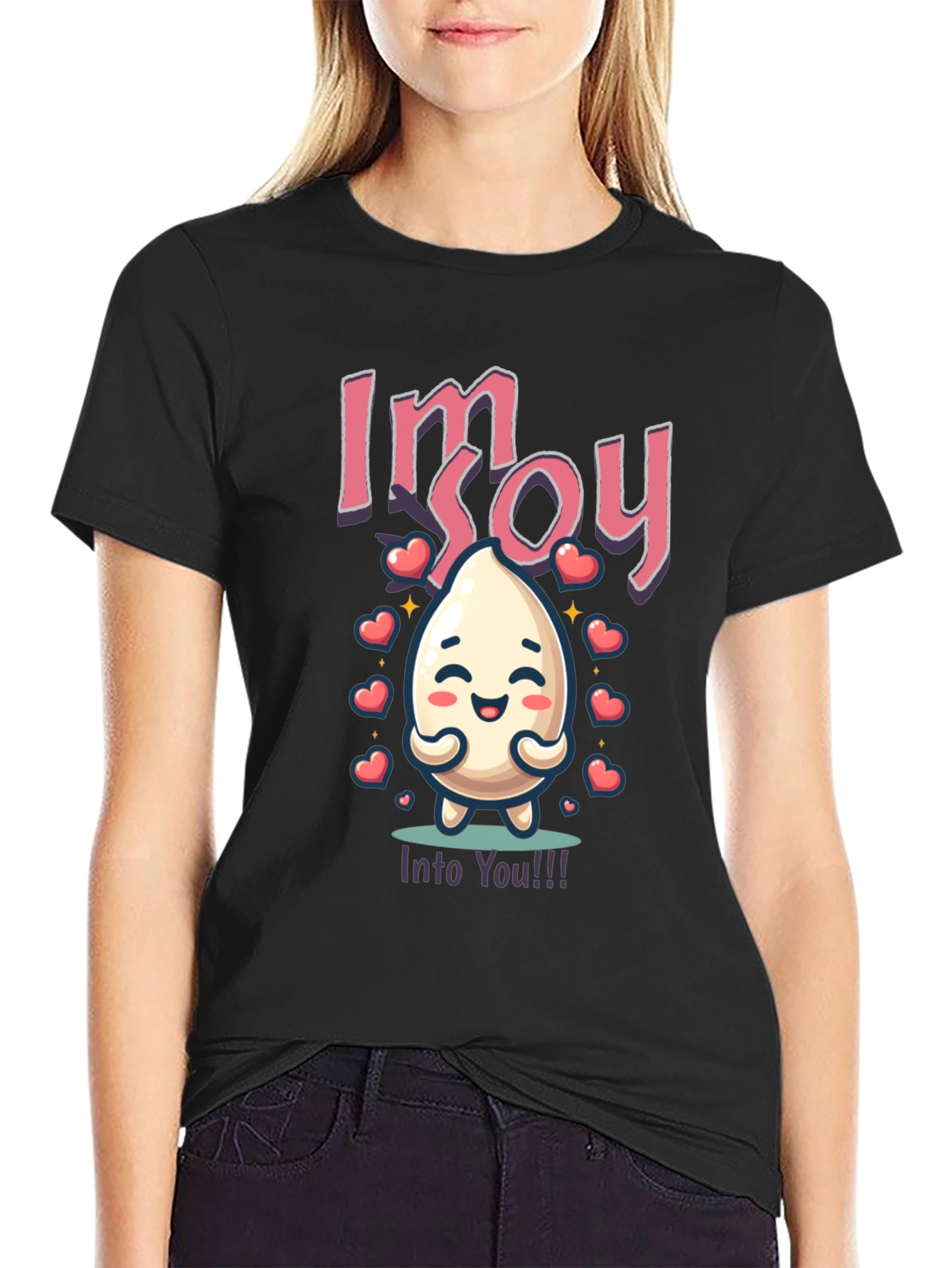 Black I'm Soy Into You T-Shirt - Cute Food Pun view 2