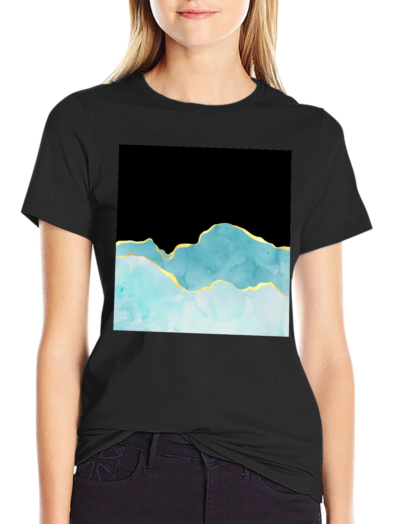 Black Abstract Mountain T-Shirt - Black view 2