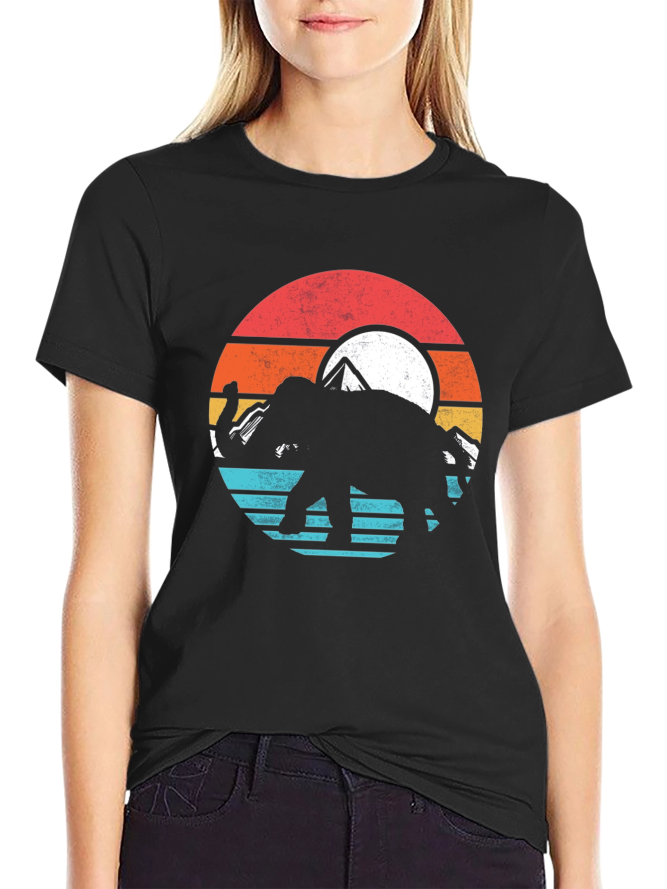 Black Elephant Sunset Graphic Tee - Nature T-Shirt view 2