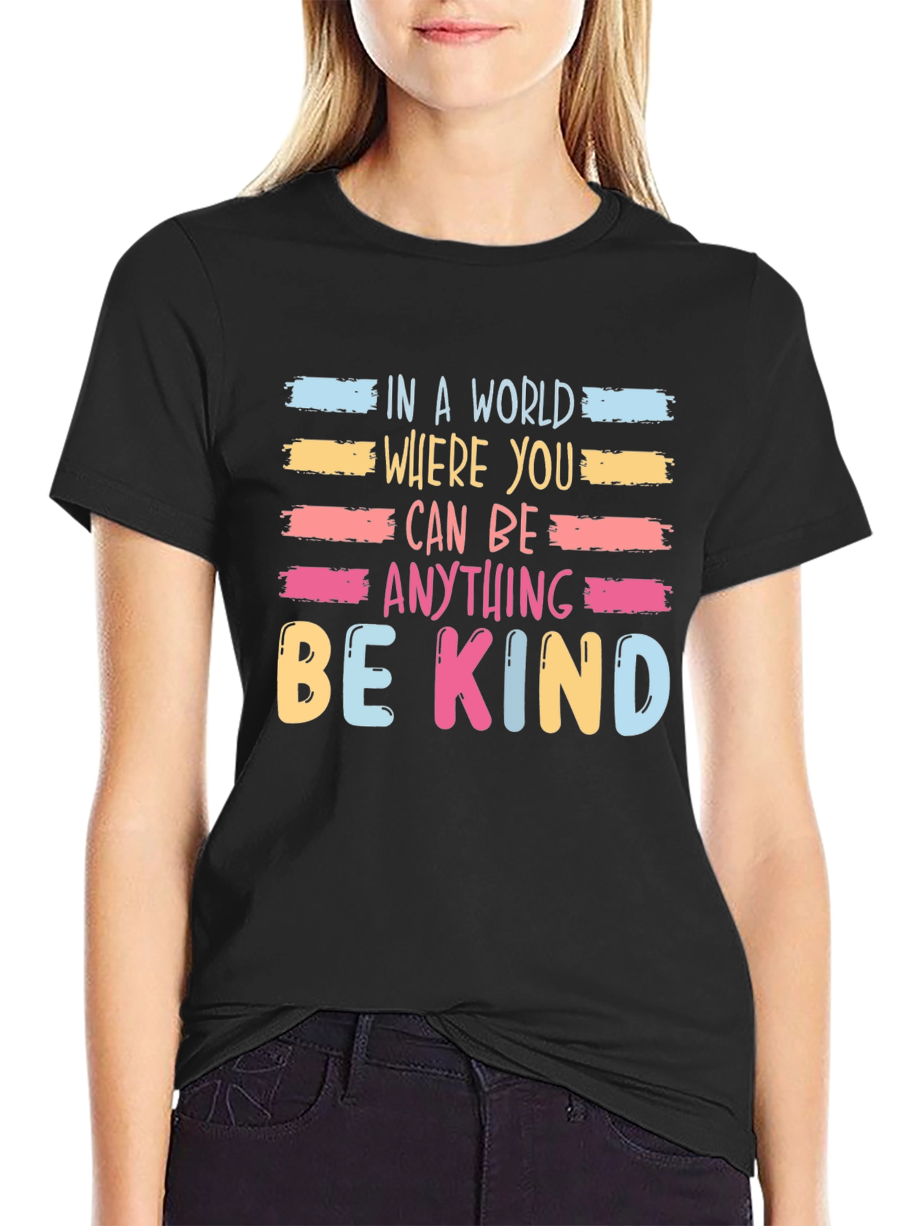 Black Be Kind T-Shirt - Trendy Graphic Tee view 2