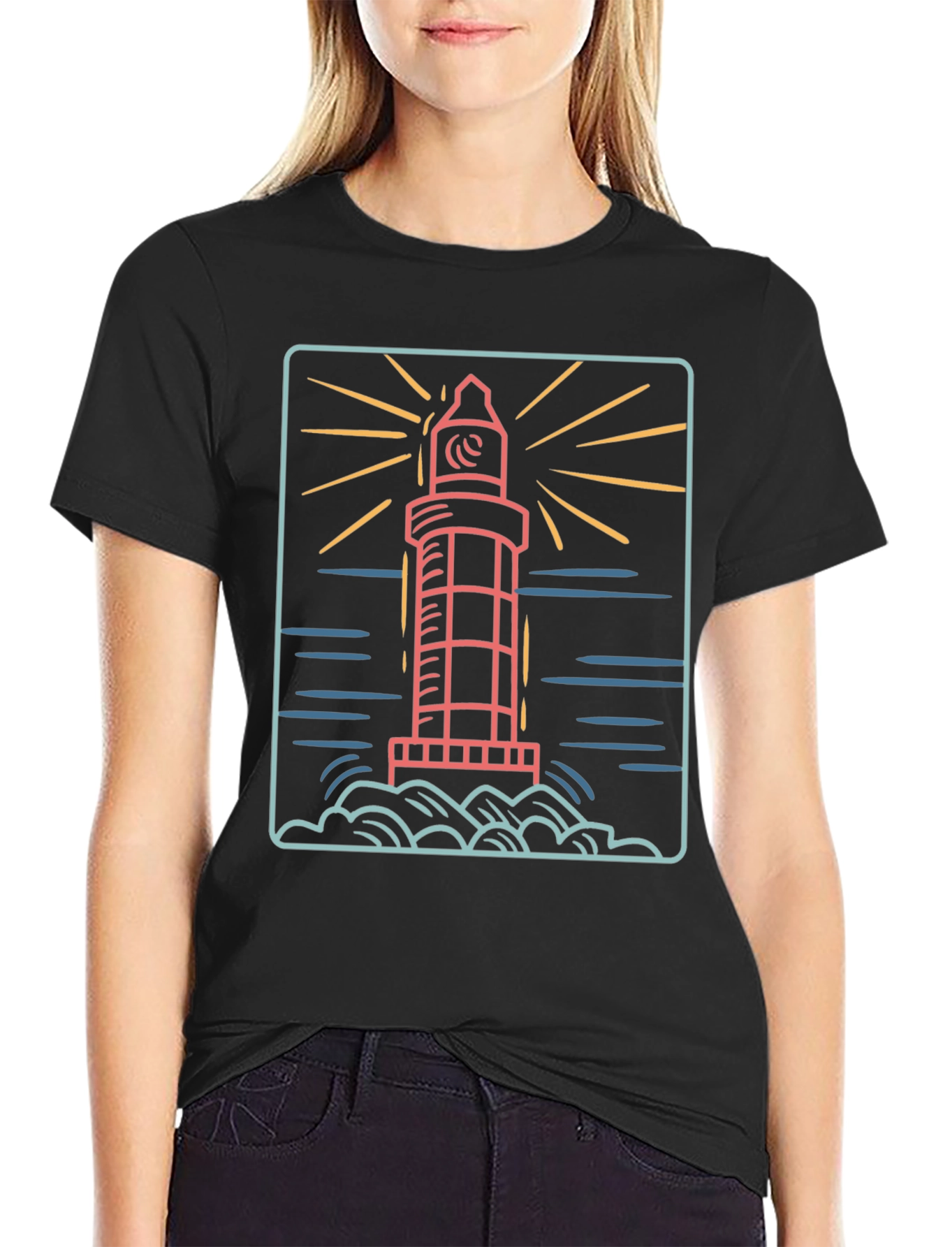 Lighthouse Graphic Tee - Retro Nautical Style - 2