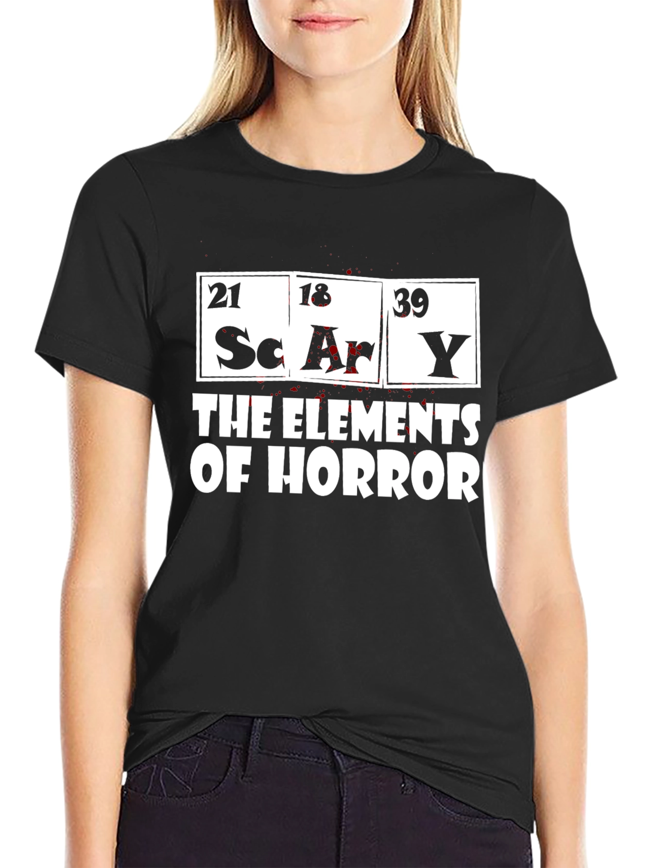 Black Scary Elements of Horror Graphic T-Shirt view 2