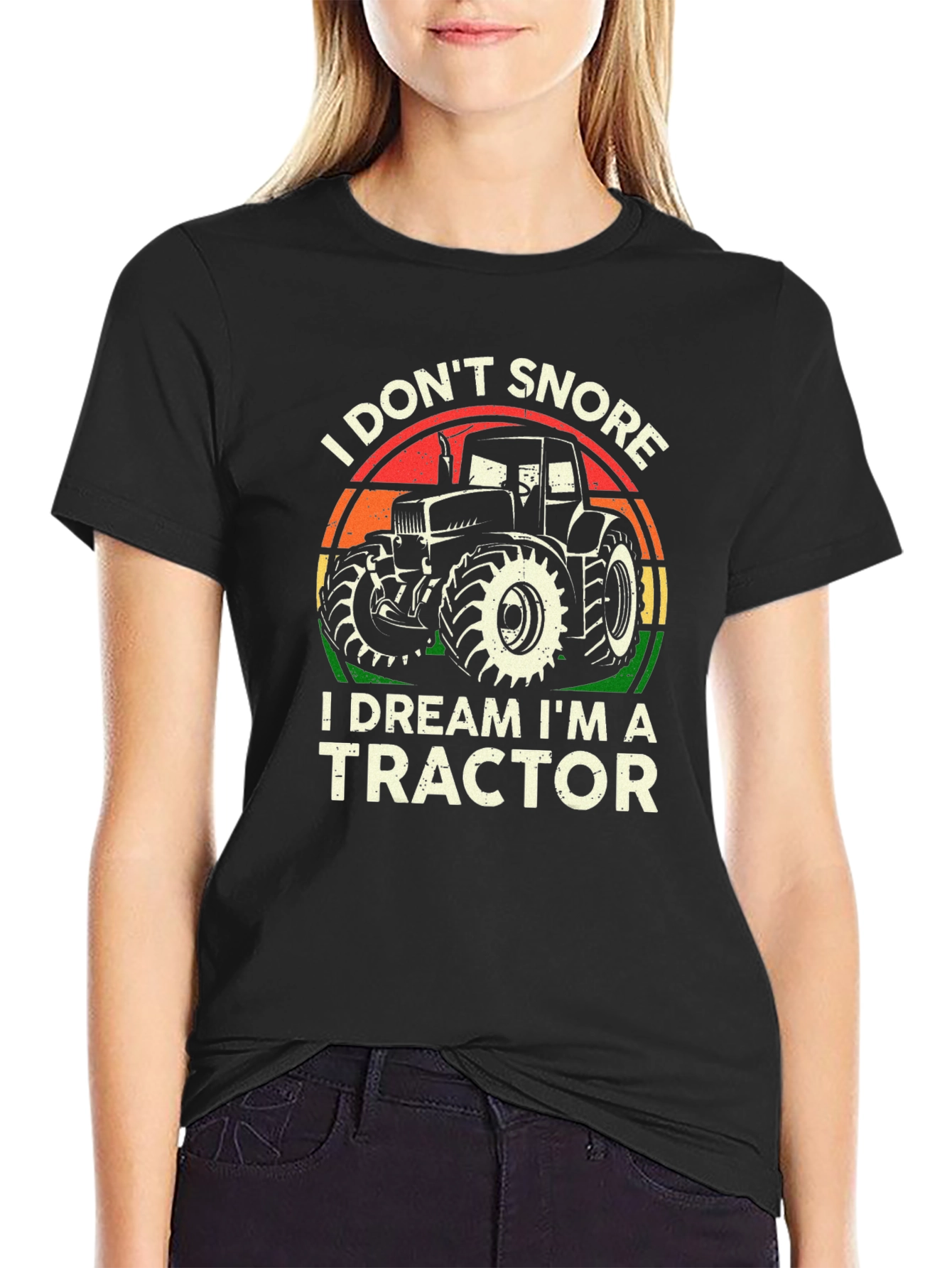 Black I Don't Snore, I Dream I'm A Tractor T-Shirt view 2