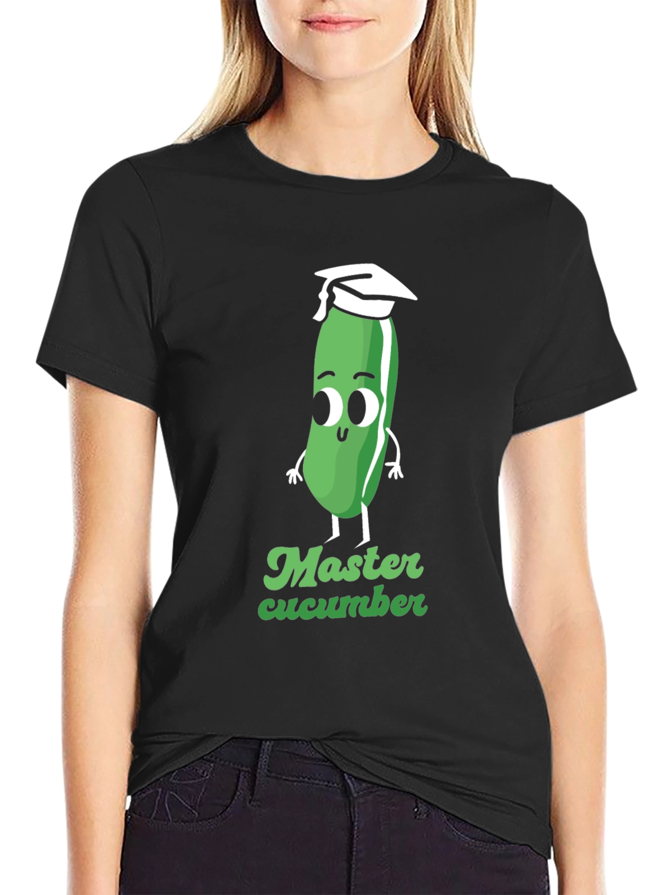 Black Master Cucumber Graphic Tee - Black Cotton T-Shirt view 2
