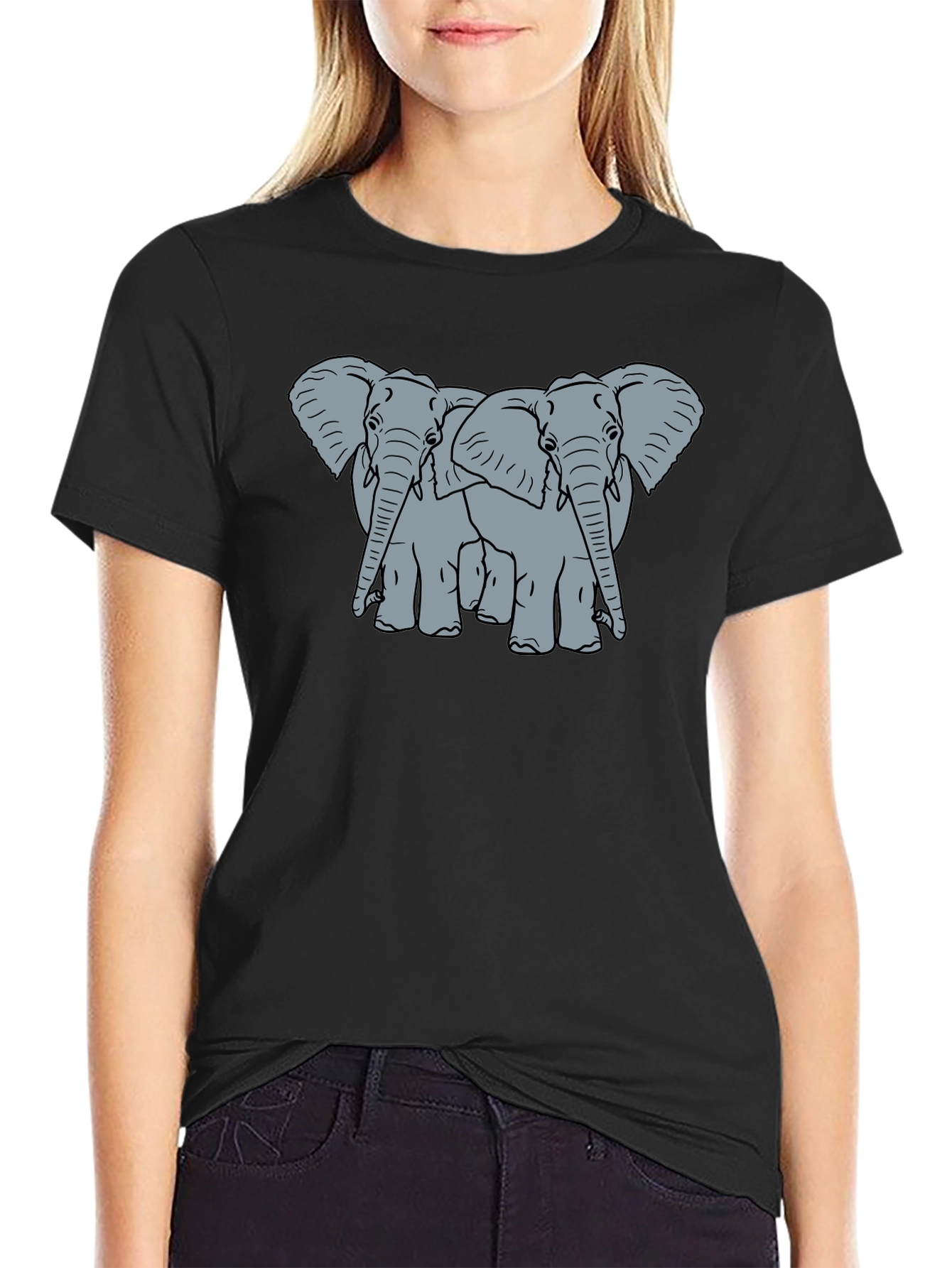 Black Elephant Graphic Tee - Black Cotton Blend view 2