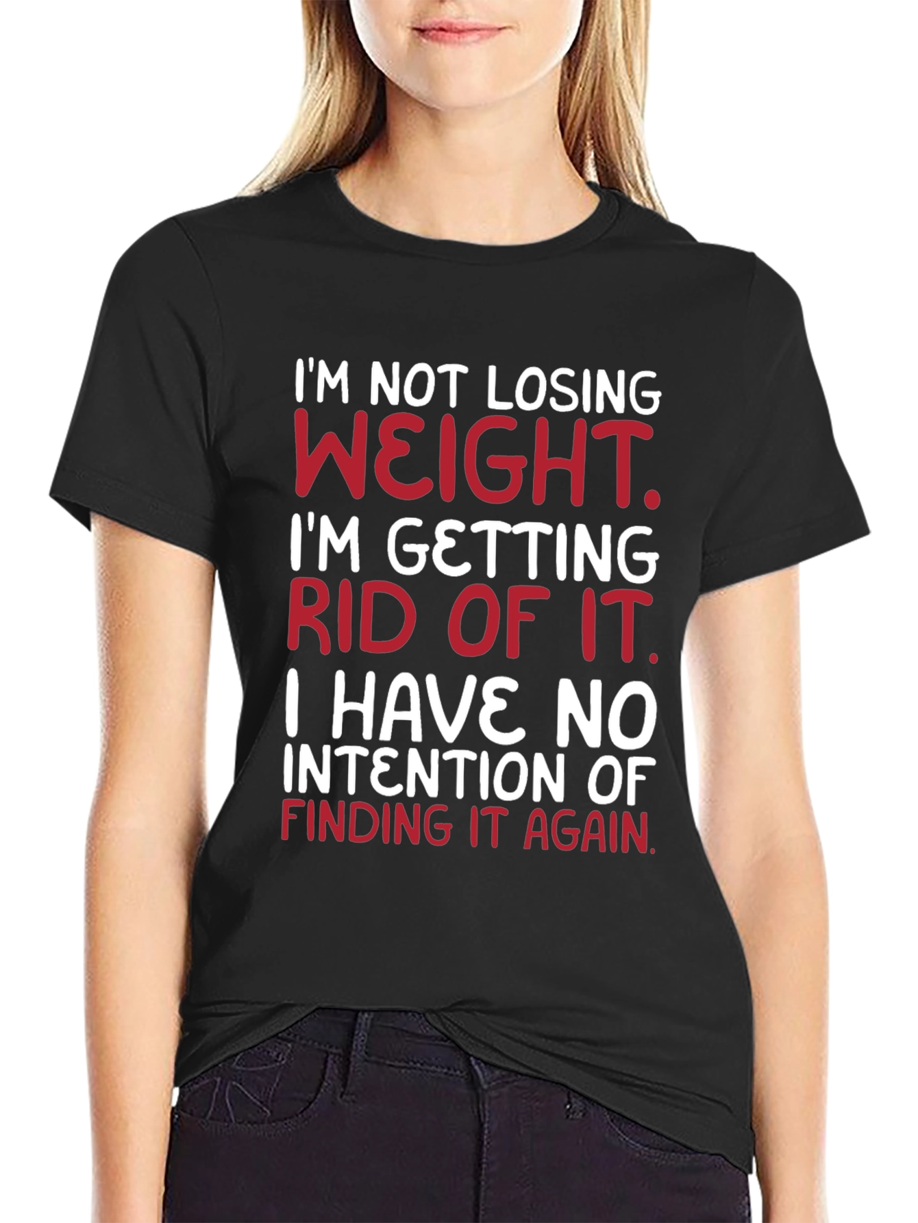 Black Humorous Weight Loss Goal T-Shirt view 2