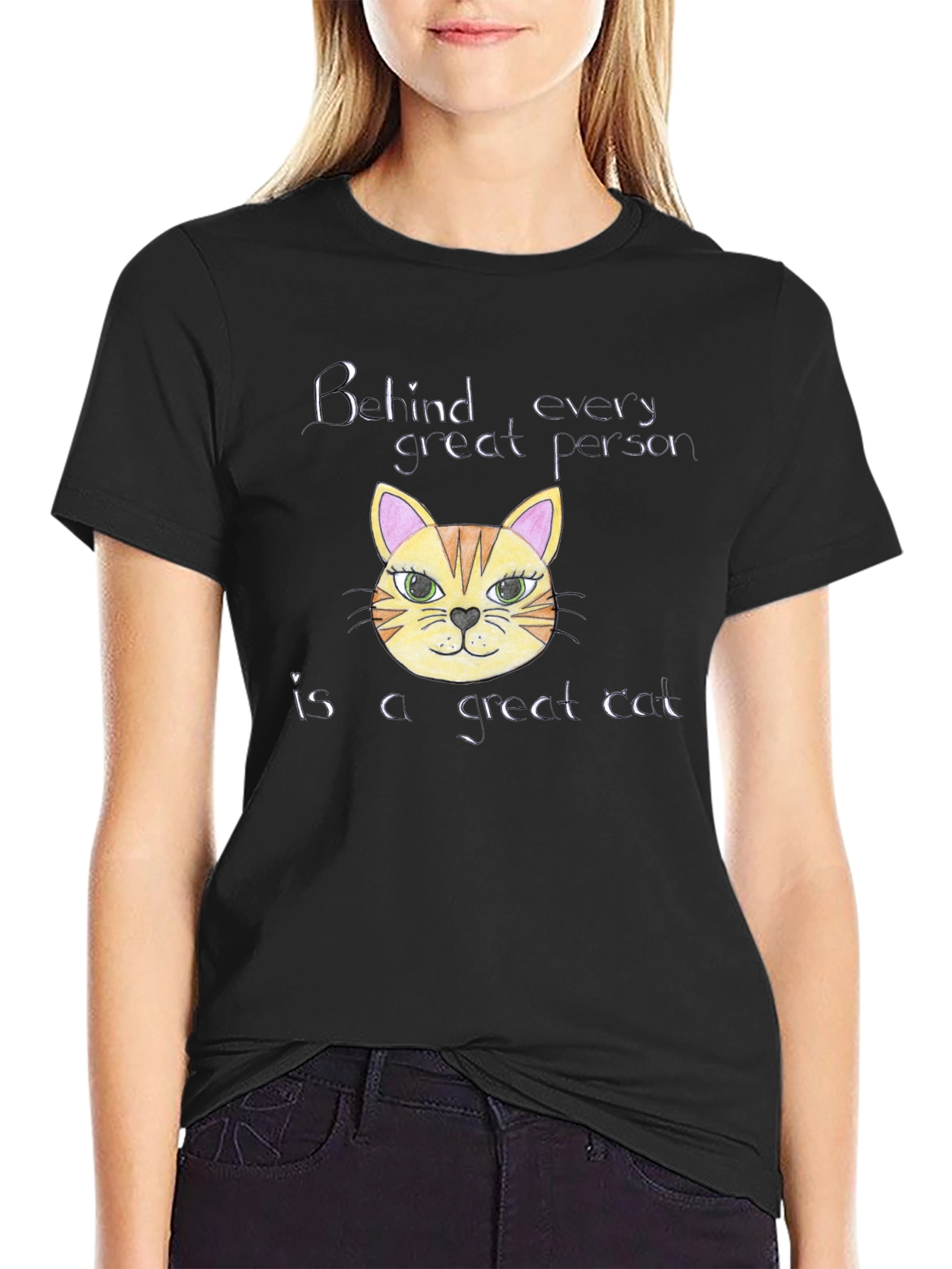 Black Cat Lover T-Shirt: Behind Every Great Person view 2