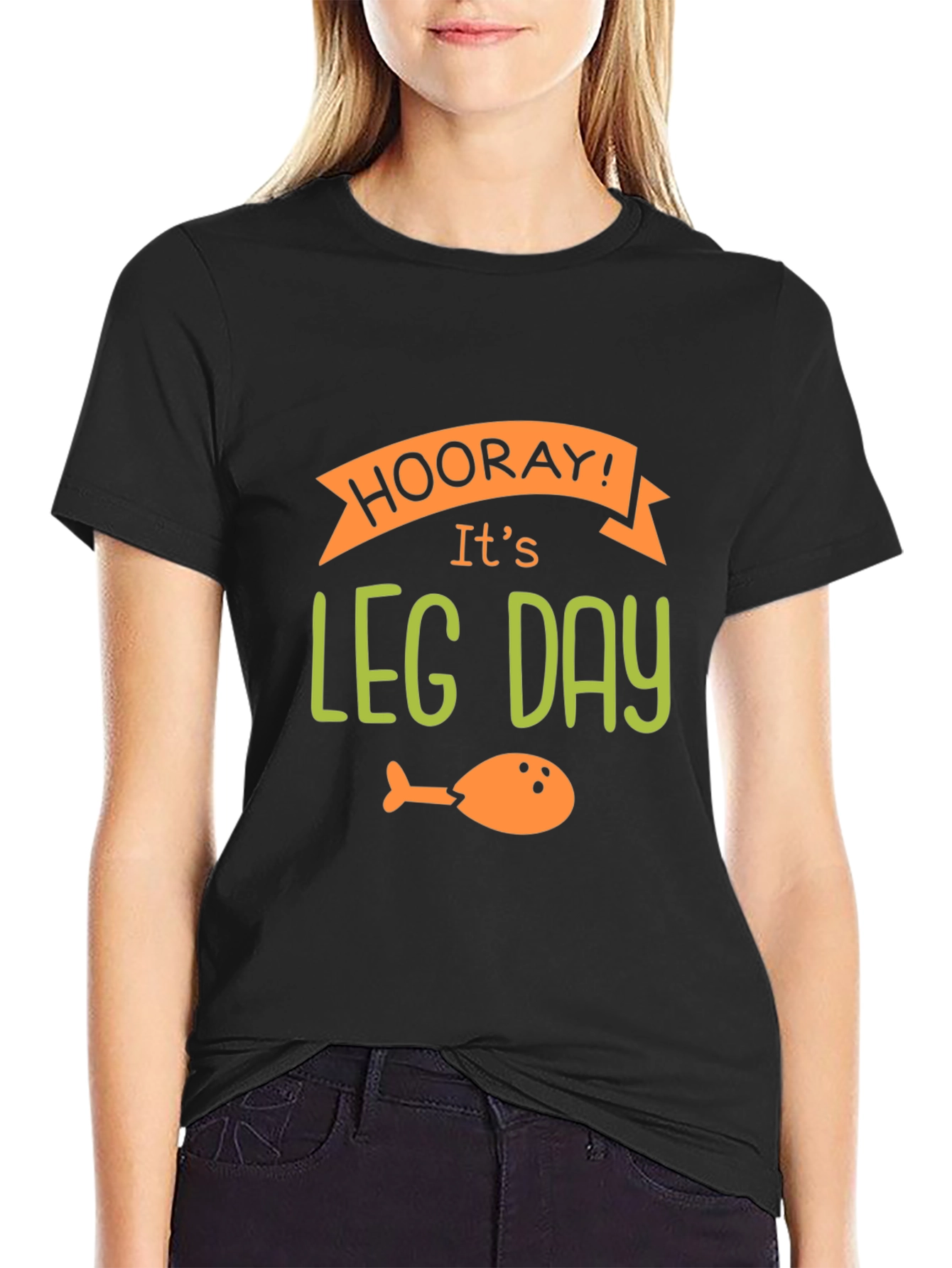 Black Hooray It's Leg Day Graphic T-Shirt view 2