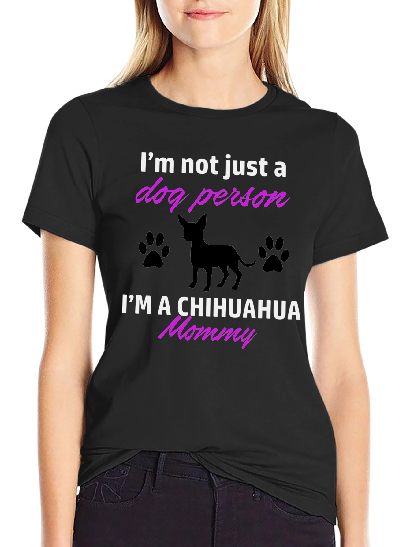 Black Chihuahua Mommy T-Shirt - Dog Lover Tee view 2