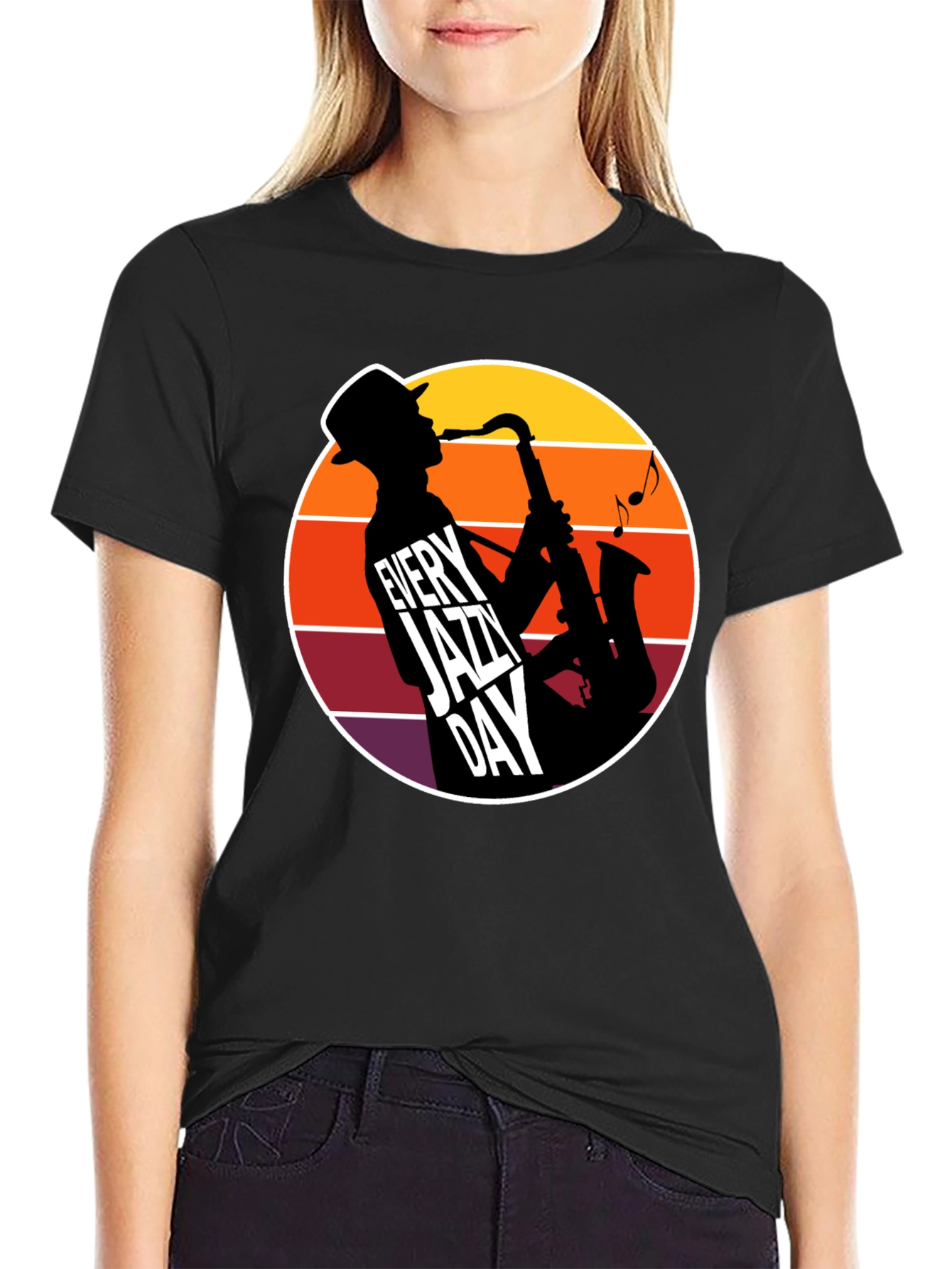 Black Every Jazz Day T-Shirt - Music Lover Tee view 2