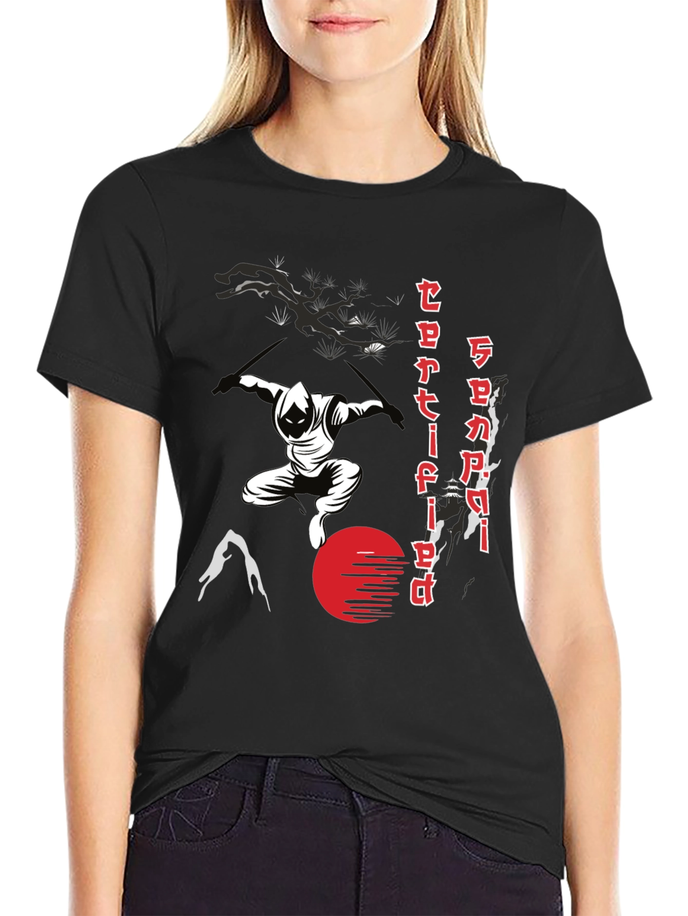Black Samurai Certified Ninja Graphic T-Shirt view 2