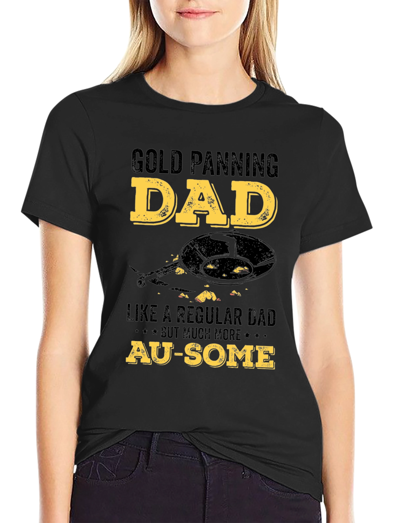 Black Gold Panning Dad T-Shirt - Au-Some Gift for Gold Miners view 2