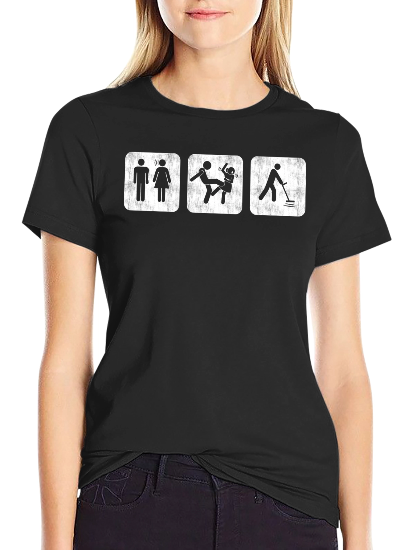Black Funny Pictogram T-Shirt for Him view 2