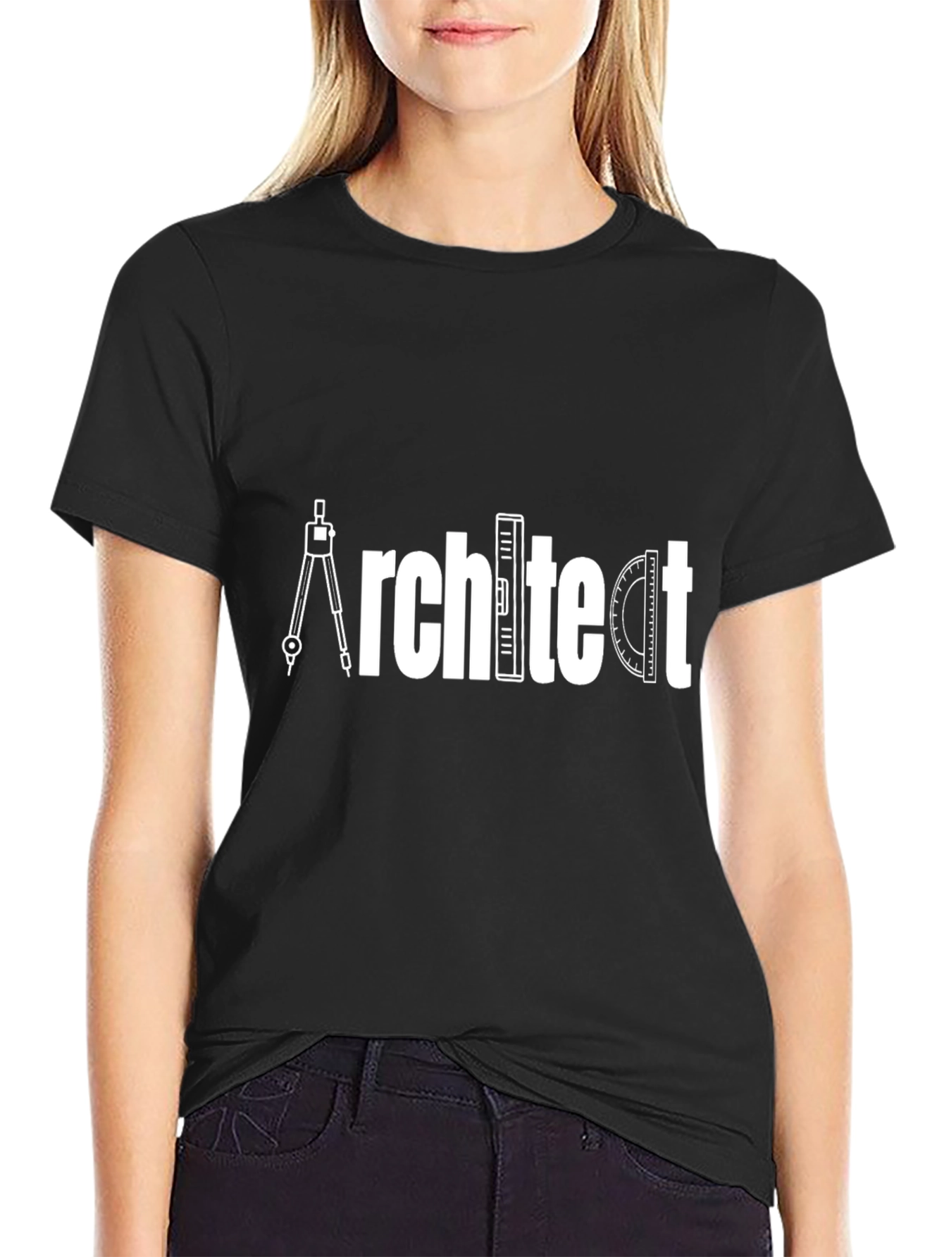 Black Architect Graphic Tee - Black Cotton T-Shirt view 2