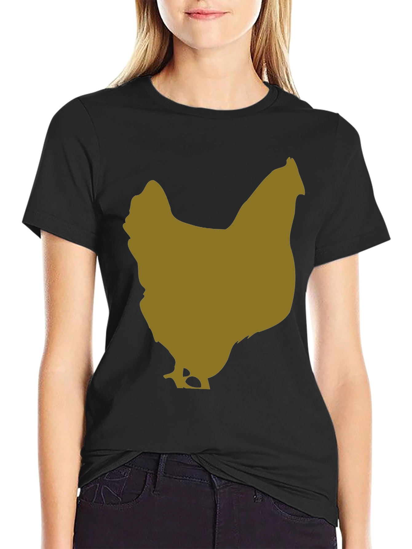 Black Chicken Silhouette Tee - Black Cotton Blend view 2