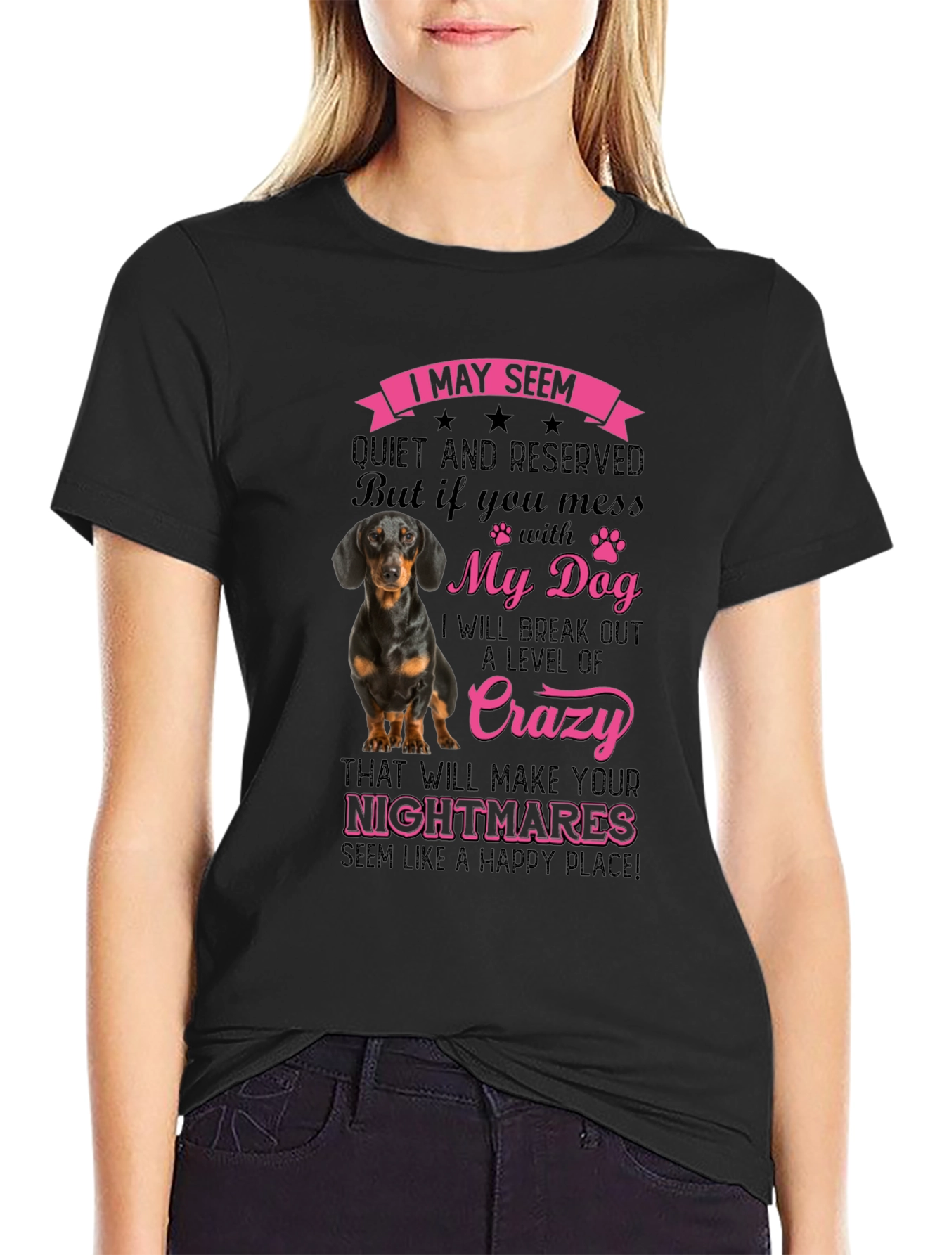 Black Dog Lover T-Shirt - I May Seem Quiet view 2
