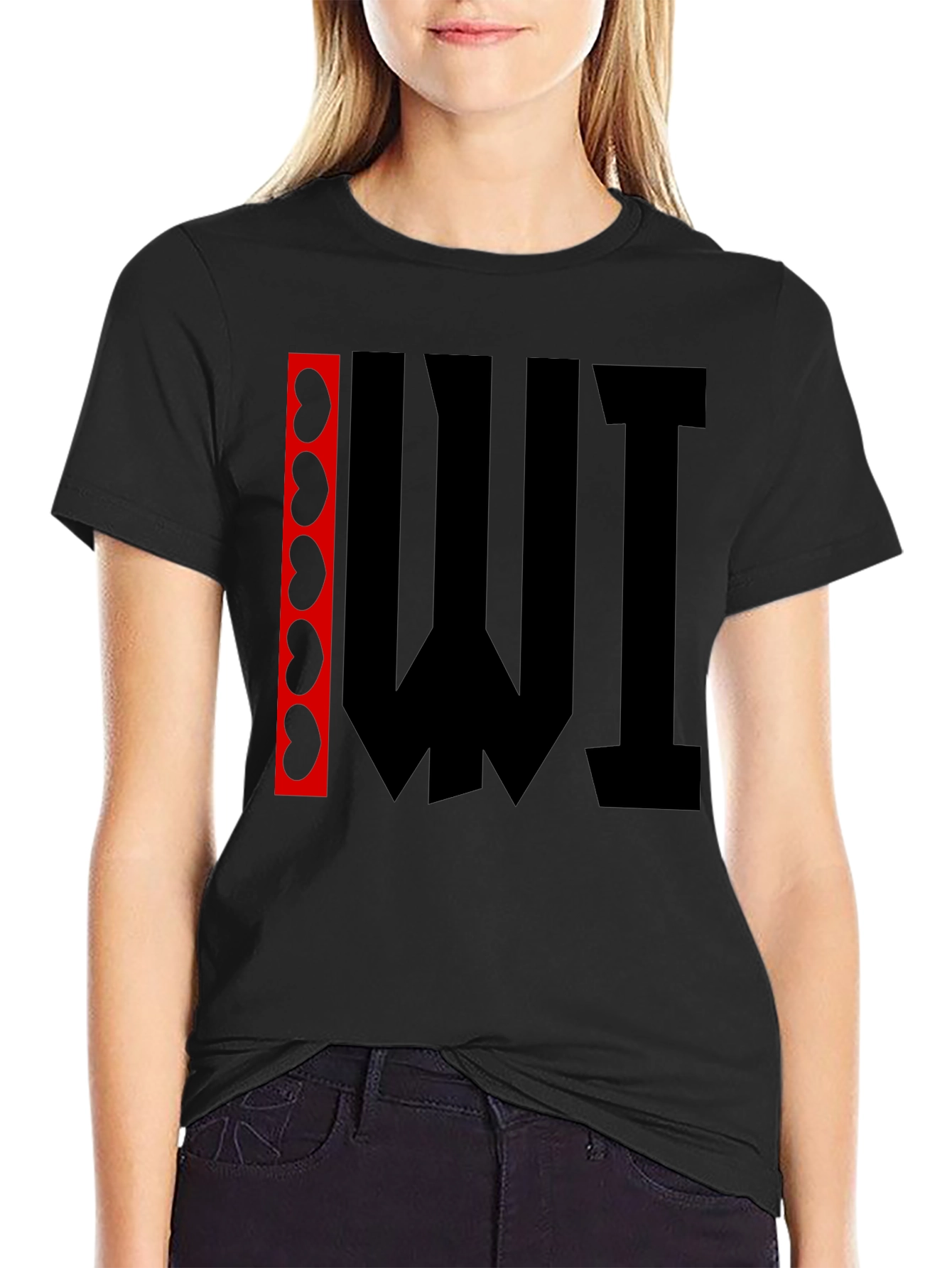 Black Abstract Graphic Print T-Shirt - Black view 2