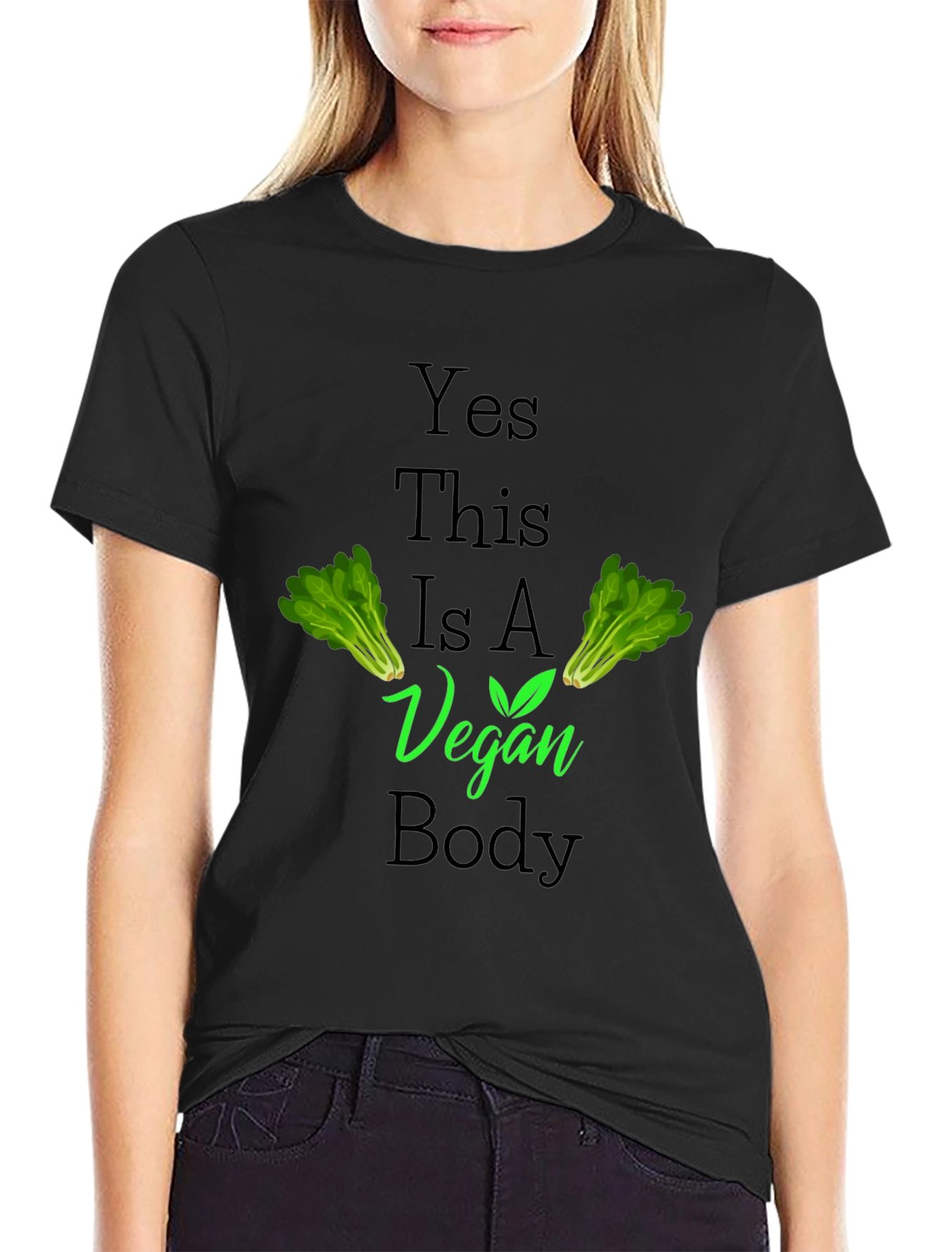 Black Vegan Body T-Shirt - Plant Powered Lifestyle Apparel view 2