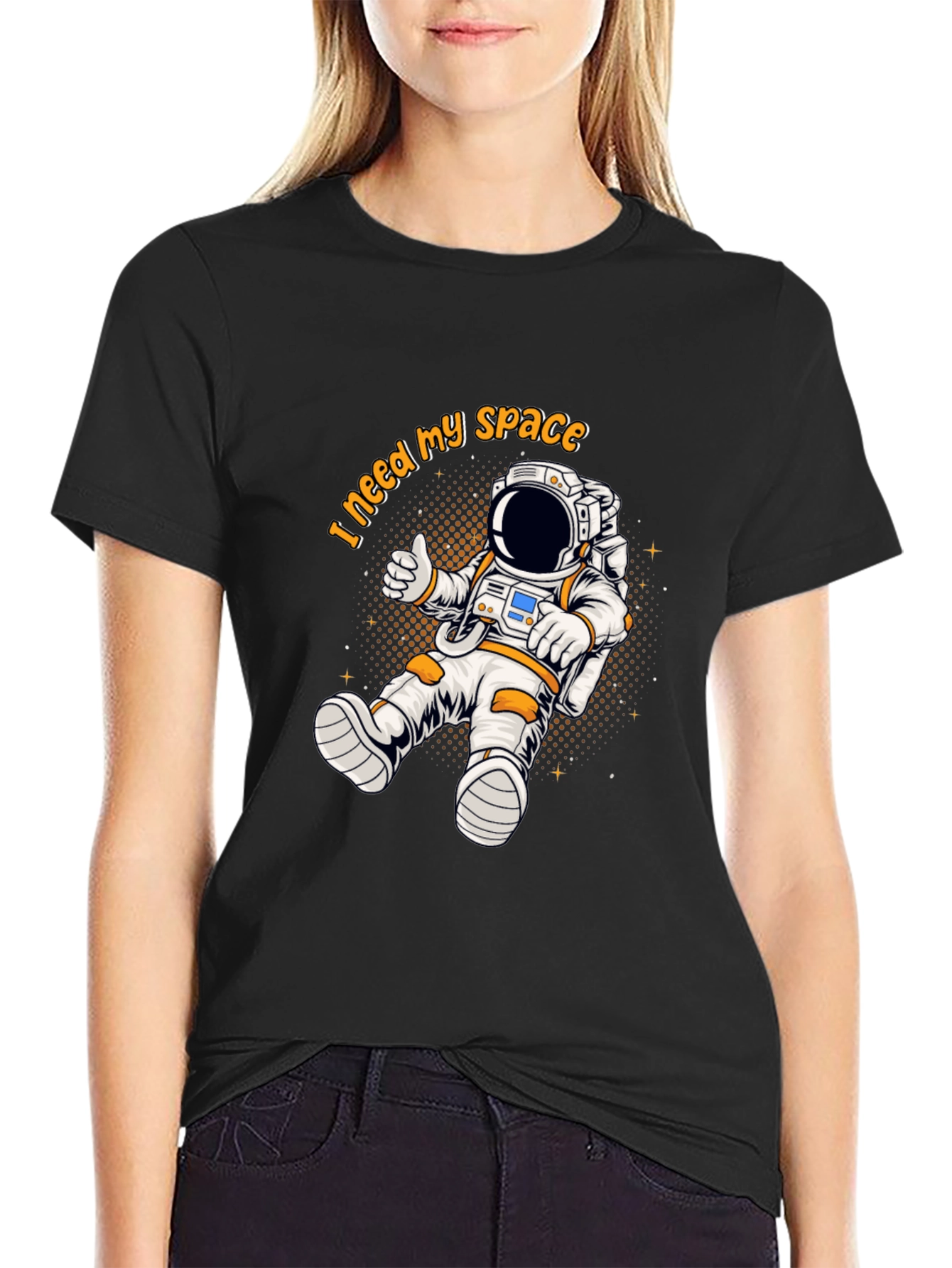 Black I Need My Space Astronaut Graphic T-Shirt view 2