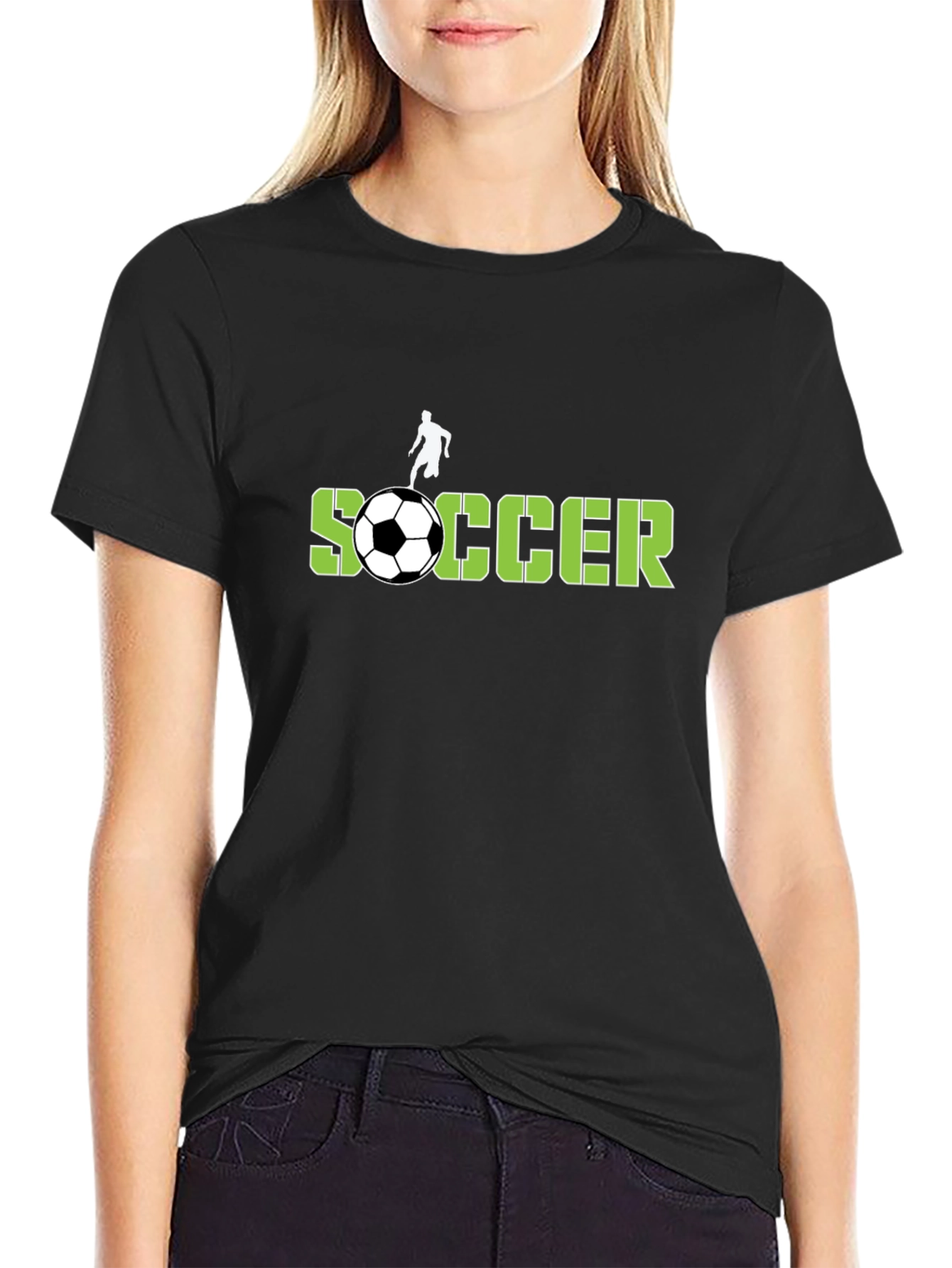 Black Soccer Graphic T-Shirt - Black Cotton Tee view 2