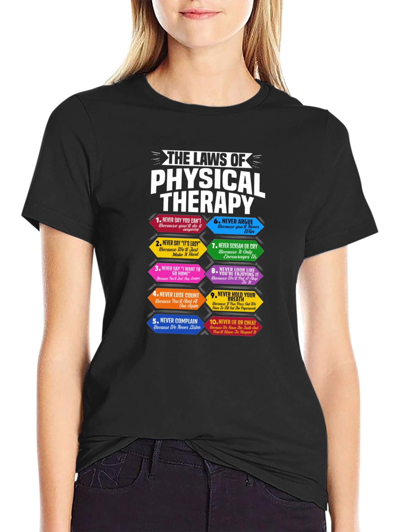 Black Physical Therapy Laws T-Shirt Funny PT Gift view 2