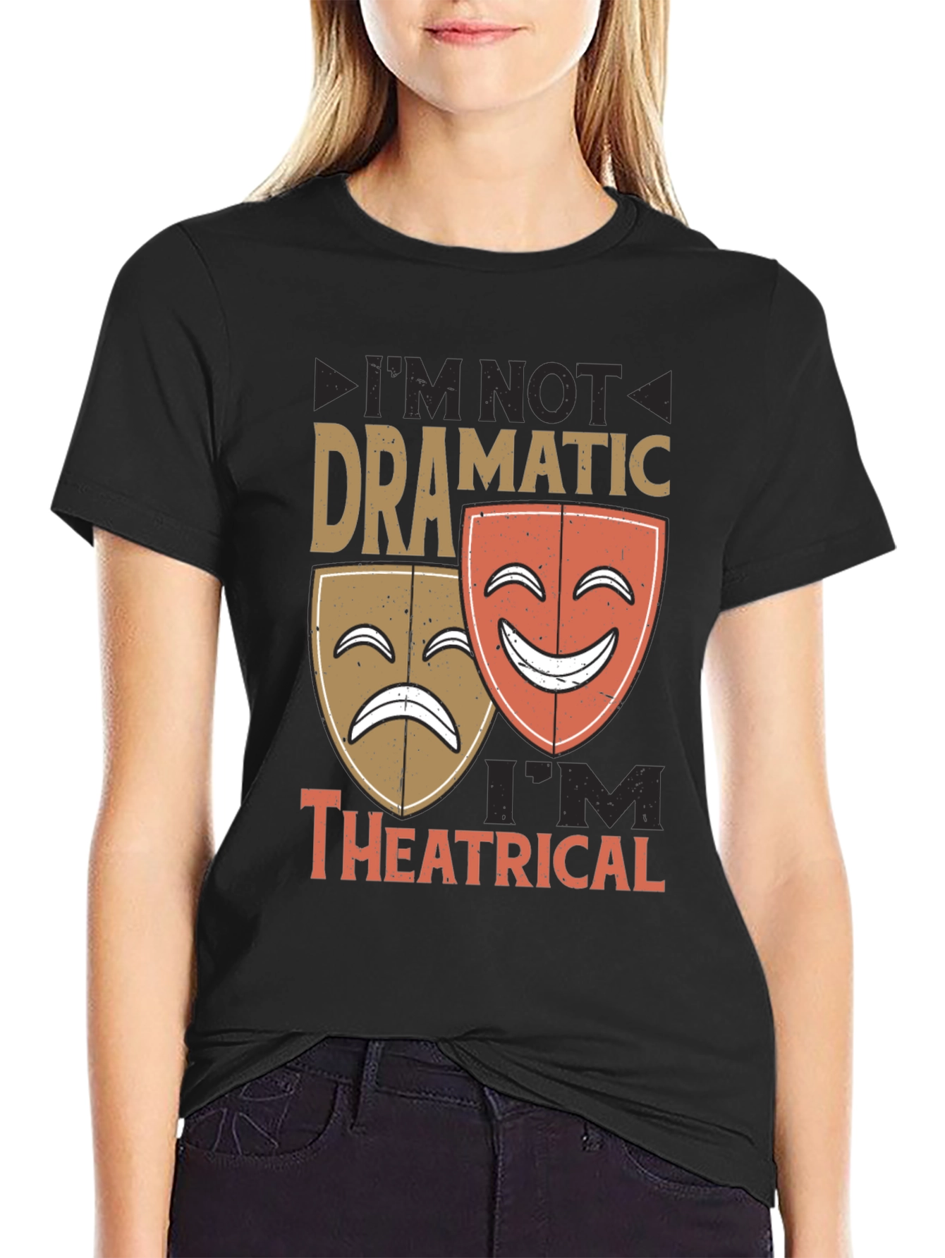 Black Dramatic vs. Theatrical Graphic T-Shirt view 2
