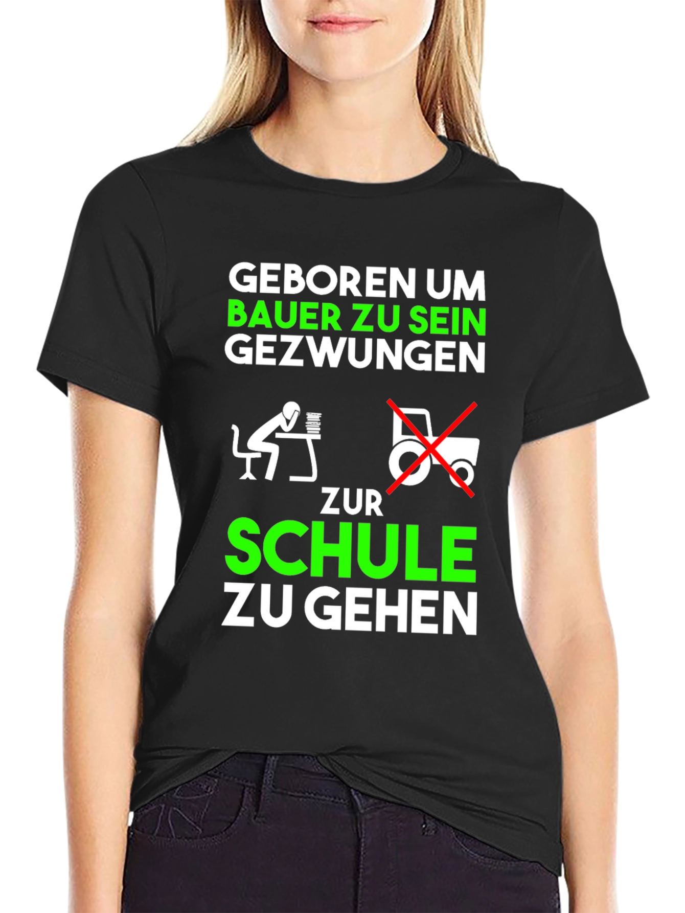 Black Born to Farm T-Shirt - German Humor Tee view 2