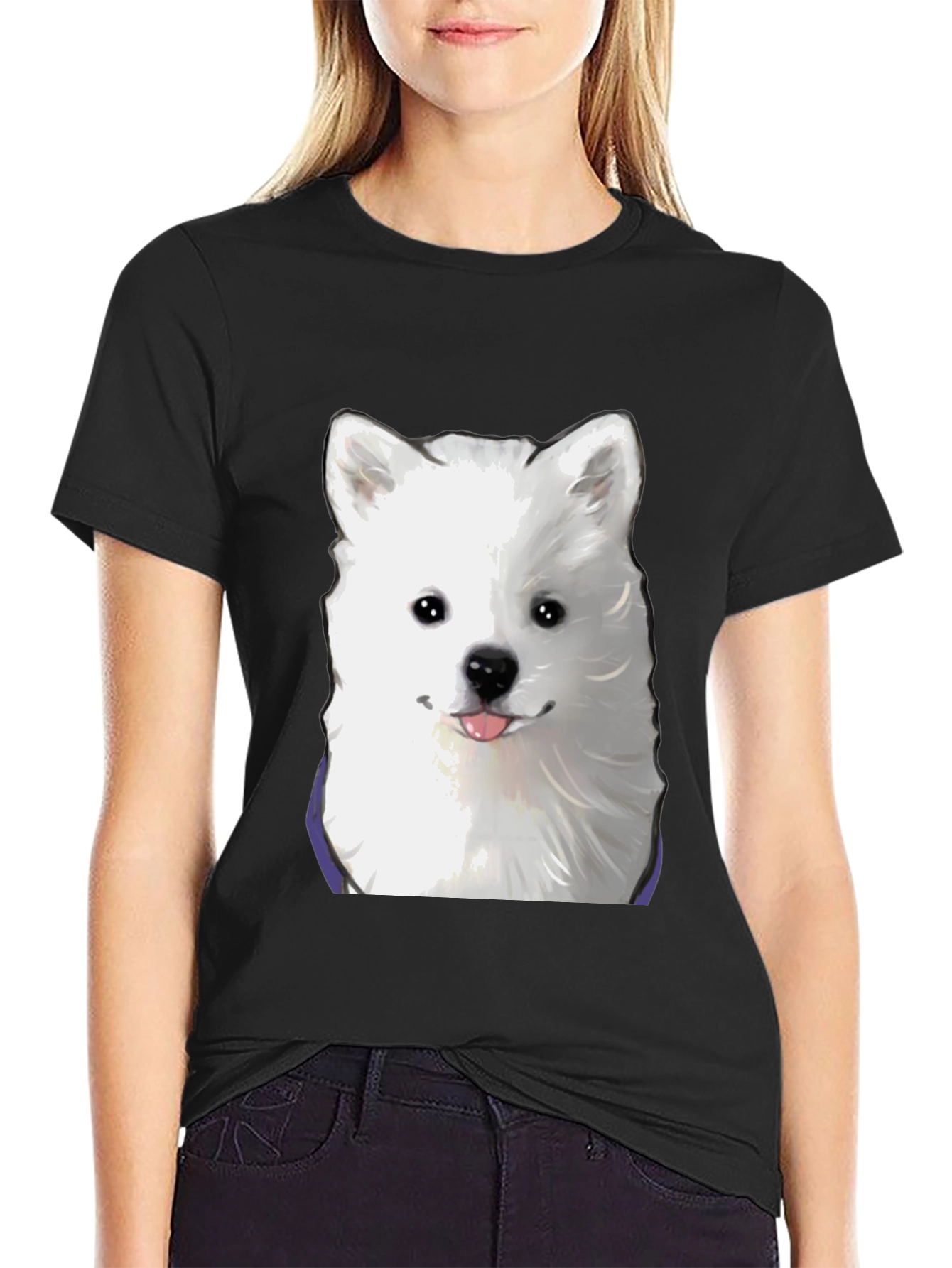 Black Cute Dog Graphic Black T-Shirt view 2