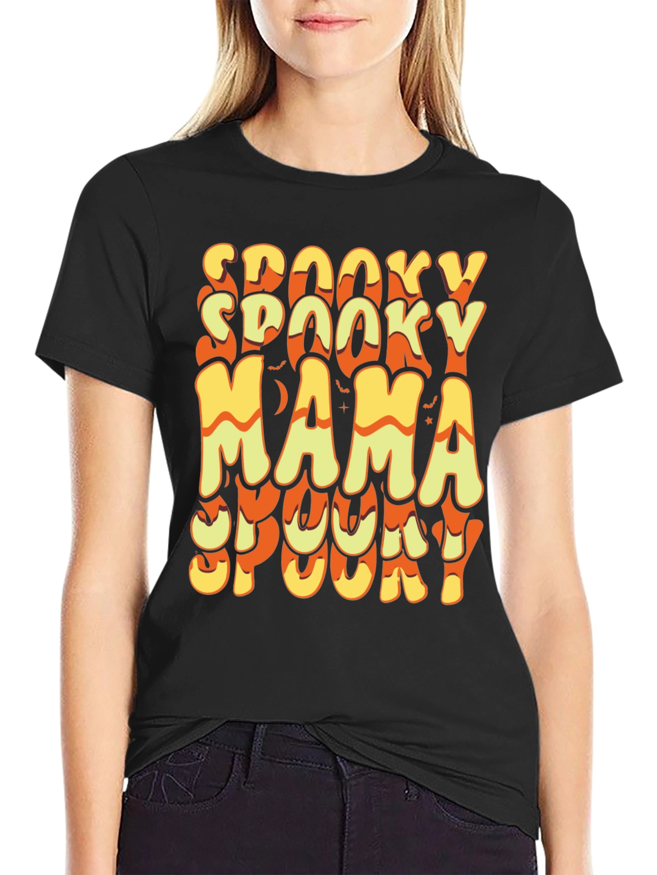 Black Spooky Mama Halloween T-Shirt view 2