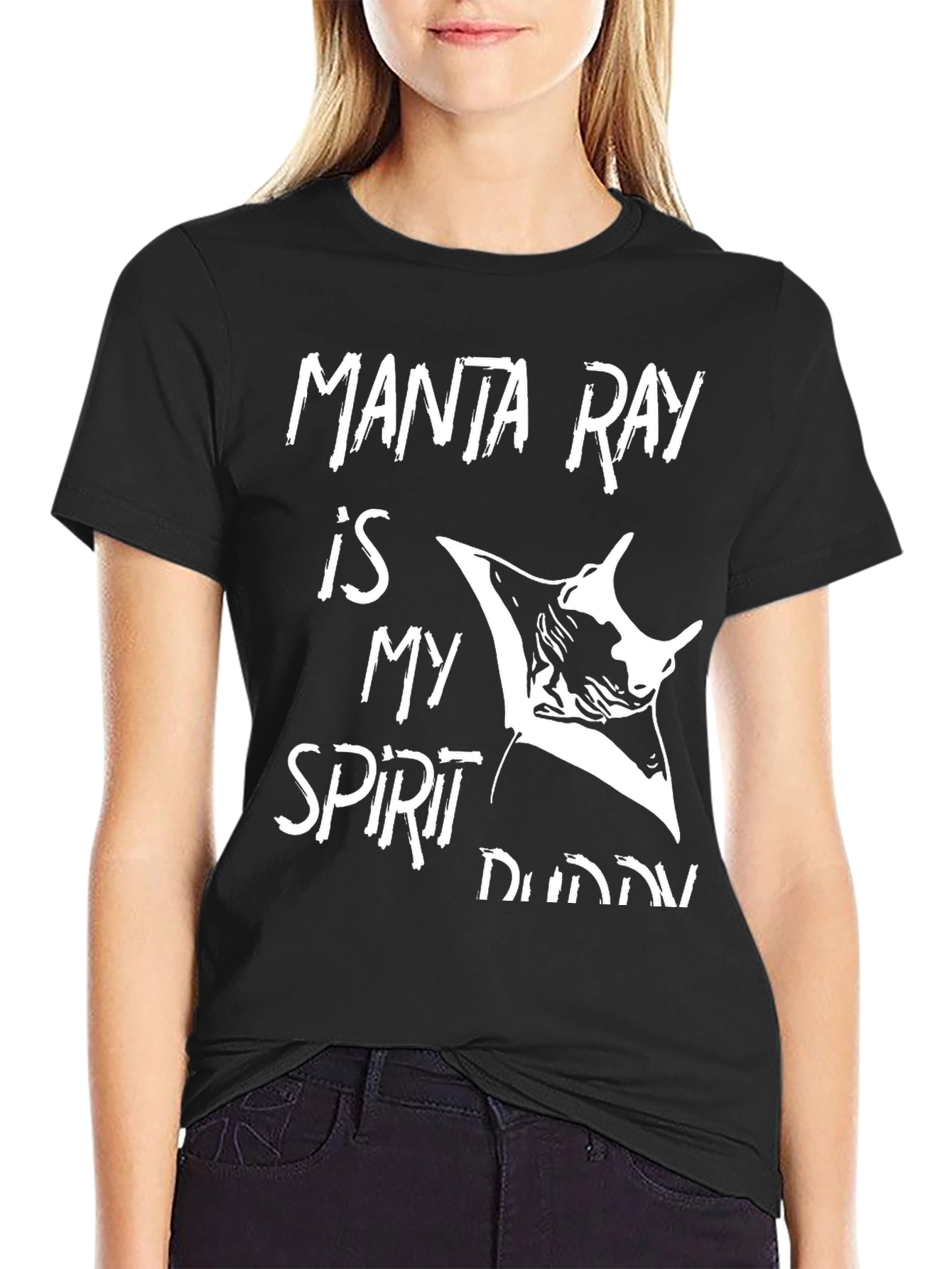 Black Manta Ray Spirit Buddy Graphic Tee view 2
