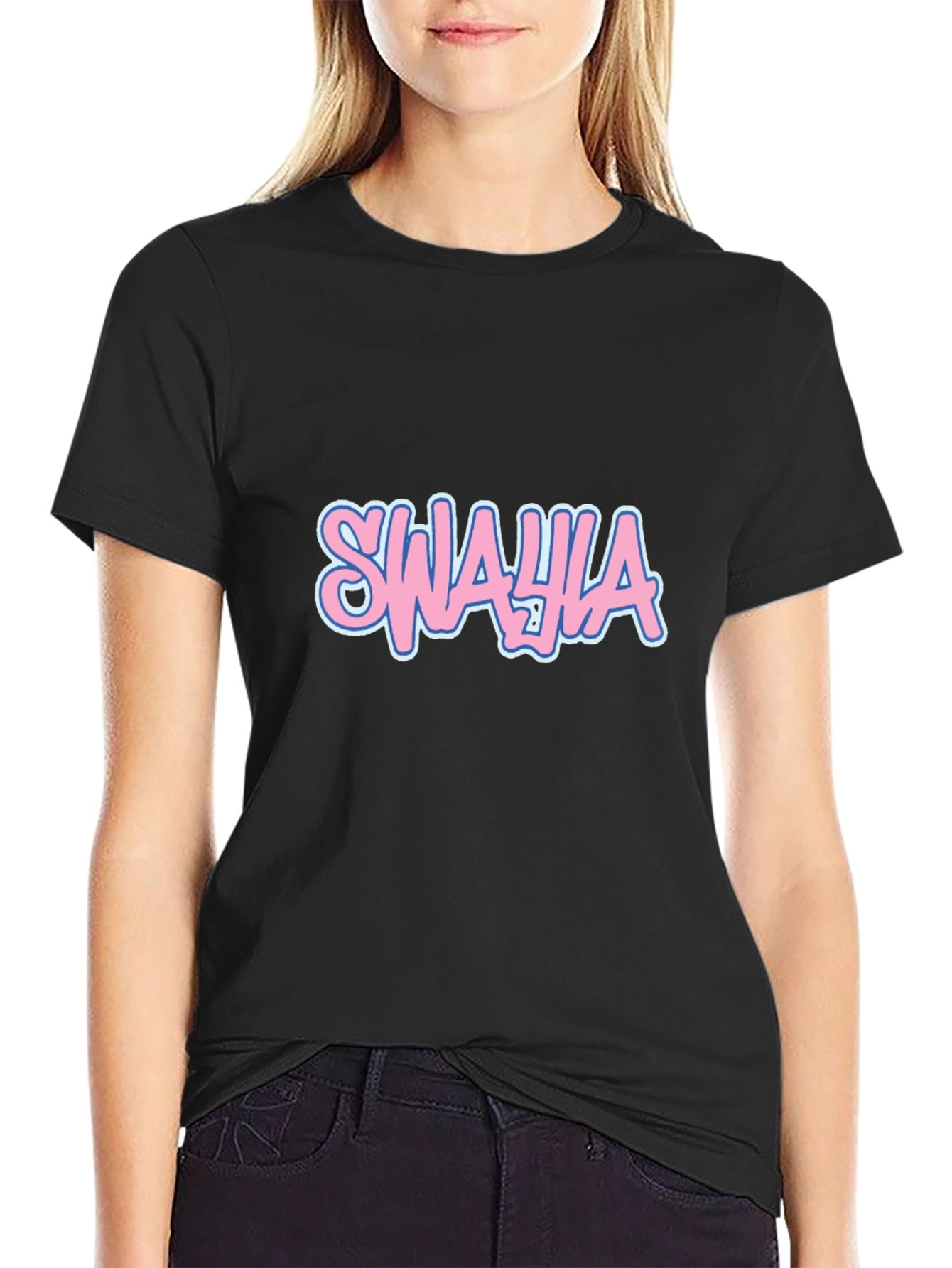 Black Swahia Graphic Black T-Shirt view 2
