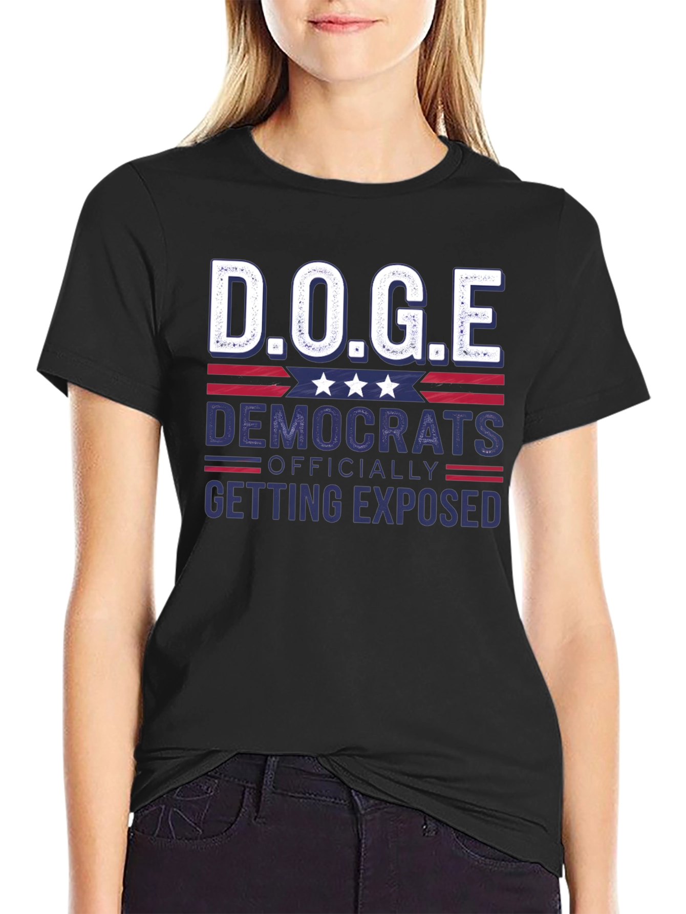 Black D.O.G.E. Democrats Exposed T-Shirt view 2