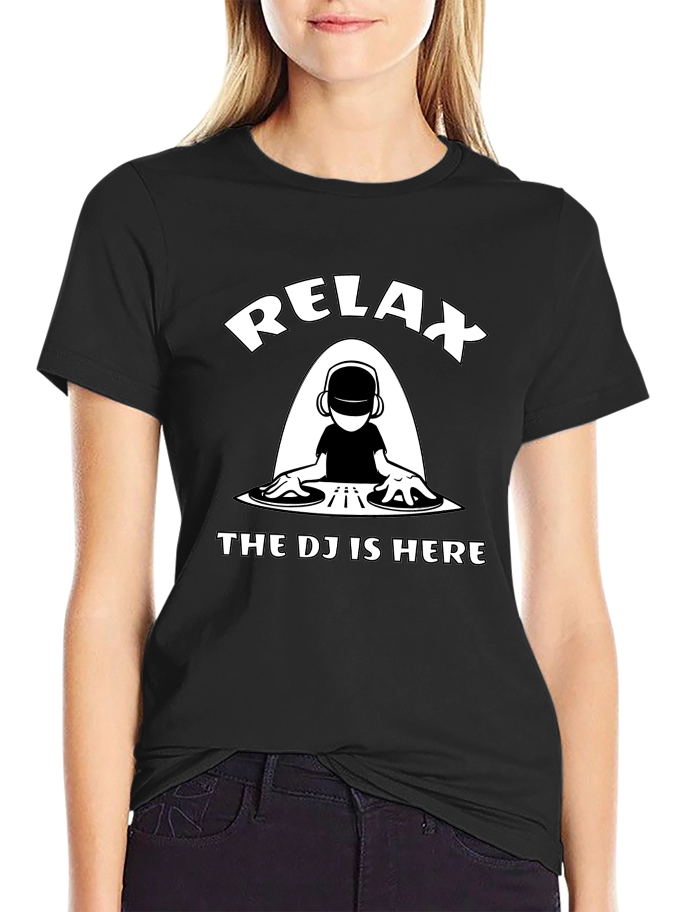 Black Relax, The DJ Is Here Black Graphic T-Shirt view 2