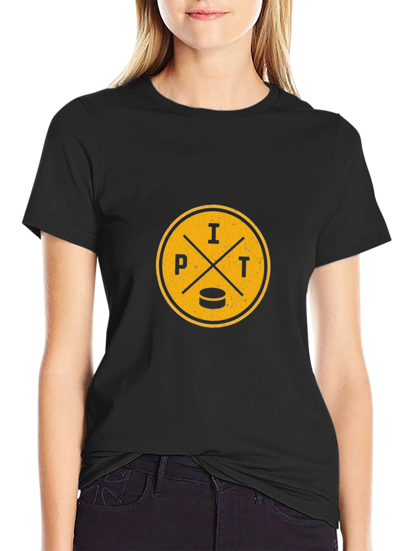 Black PIT Hockey T-Shirt - Black, Short Sleeve, Graphic Tee view 2