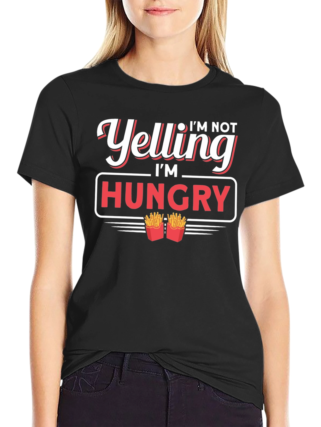 Black I'm Not Yelling I'm Hungry T-Shirt view 2