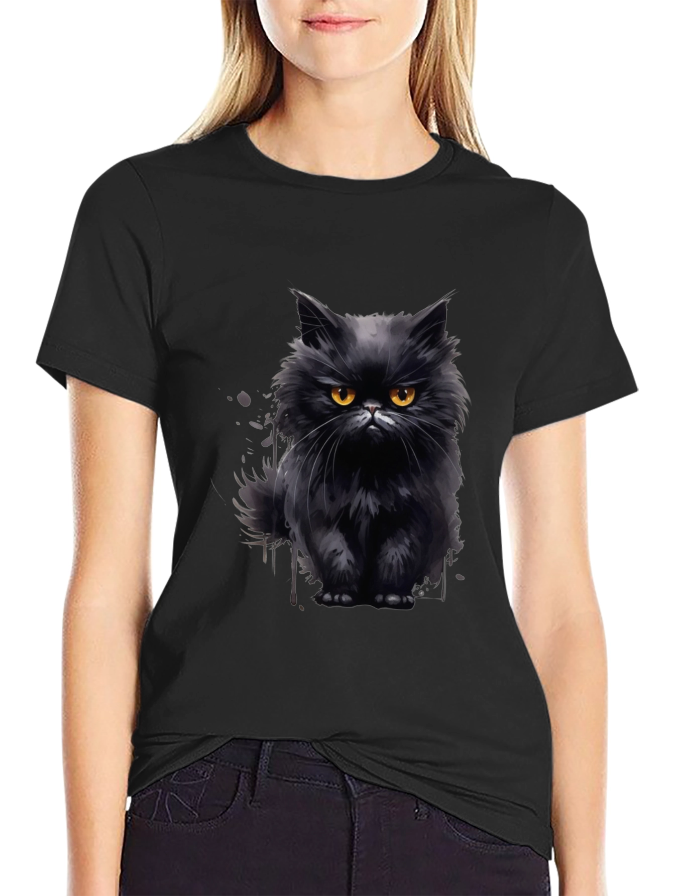 Black Black Cat Graphic T-Shirt - Men's Fashion view 2