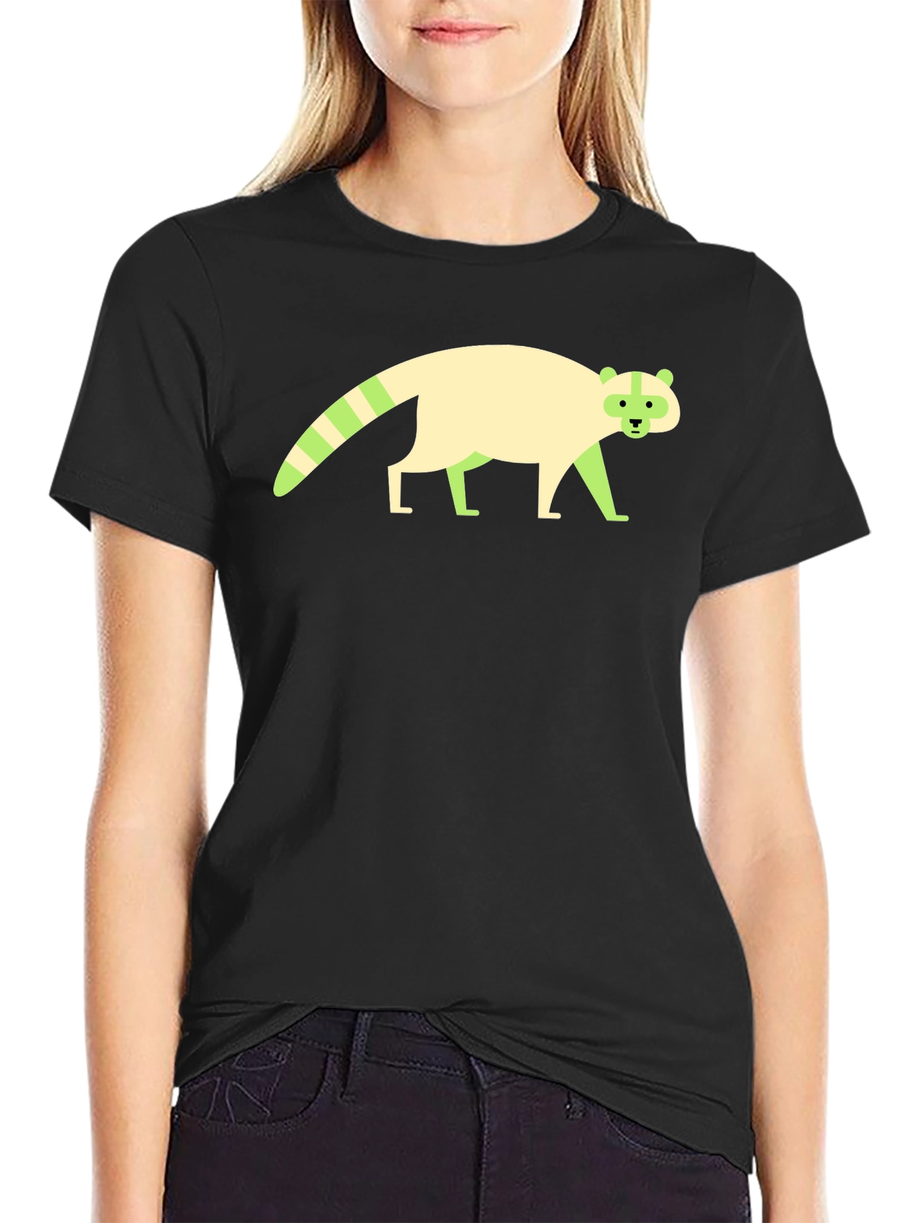 Black Raccoon Graphic Tee - Quirky Animal Shirt view 2