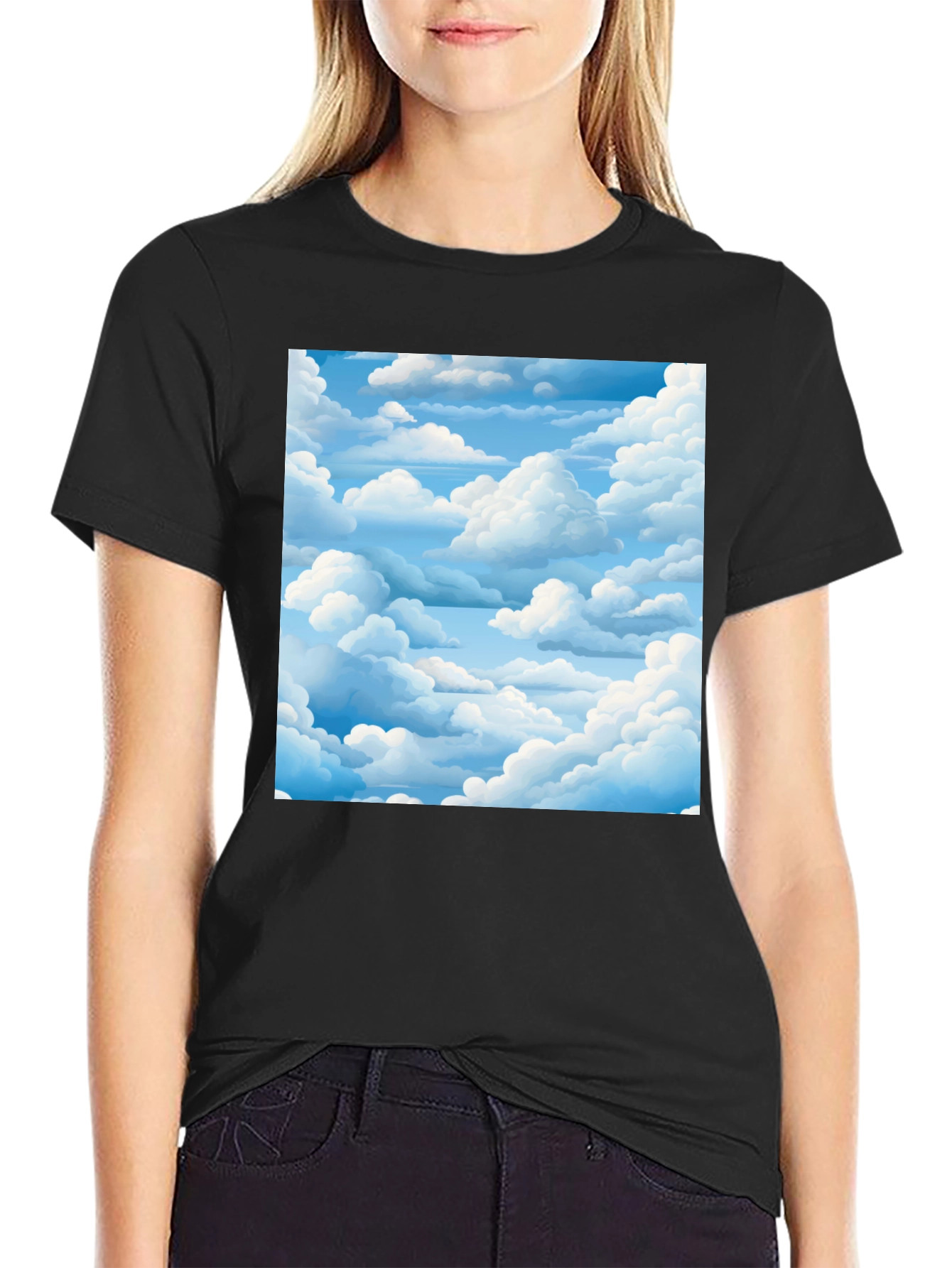 Black Sky Dream Black Tee - Cloudscape Graphic view 2