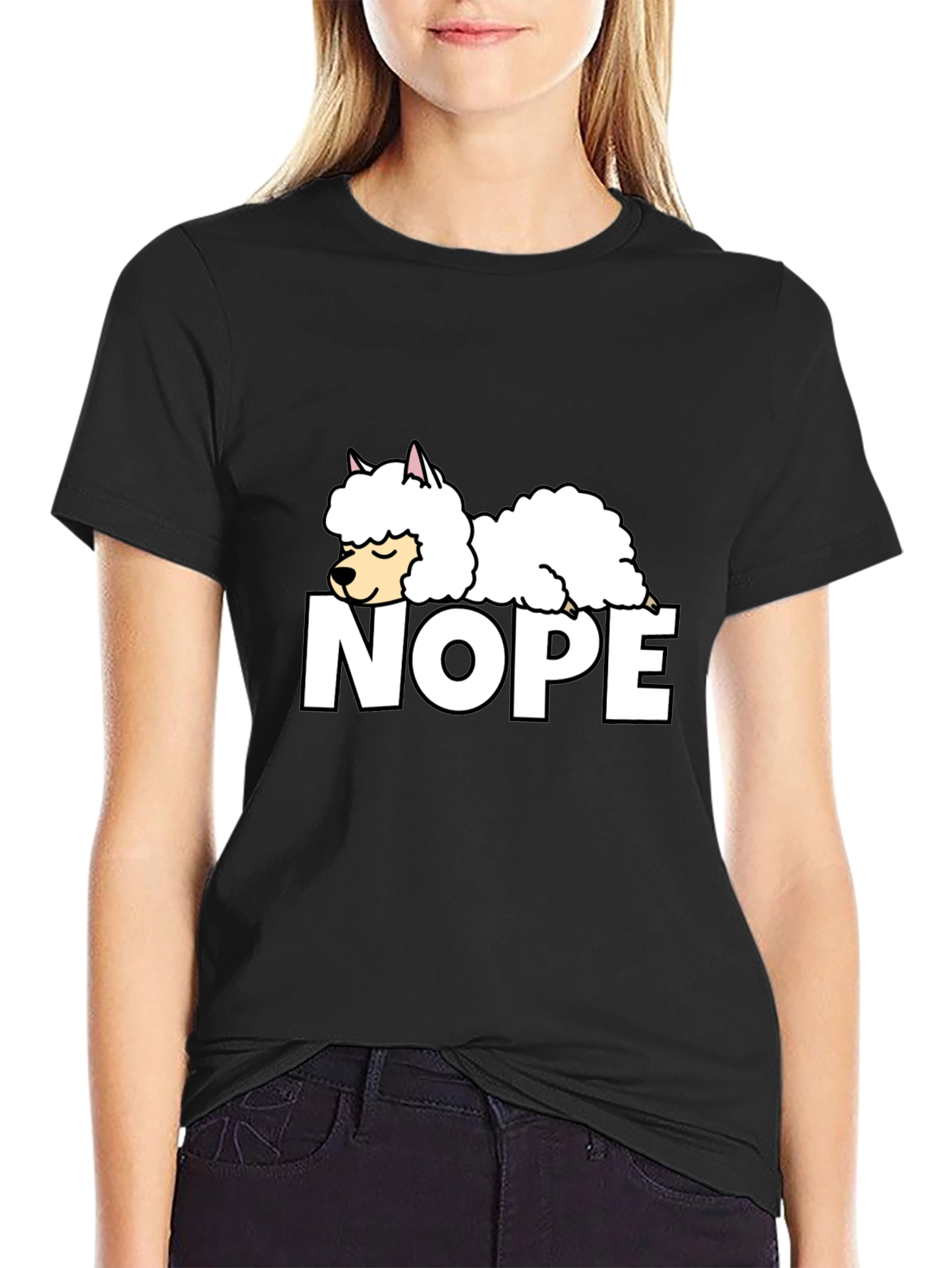 Black Nope Alpaca Graphic T-Shirt - Relaxed Fit view 2