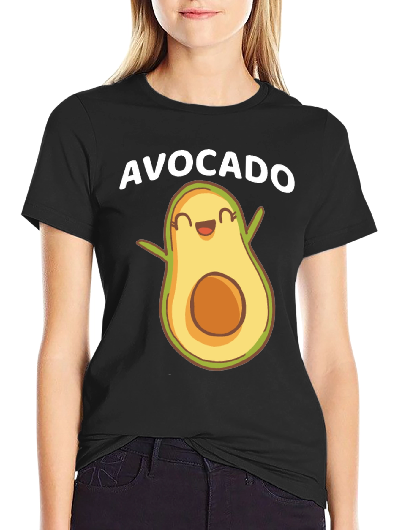 Black Funny Avocado Graphic Tee - Black view 2