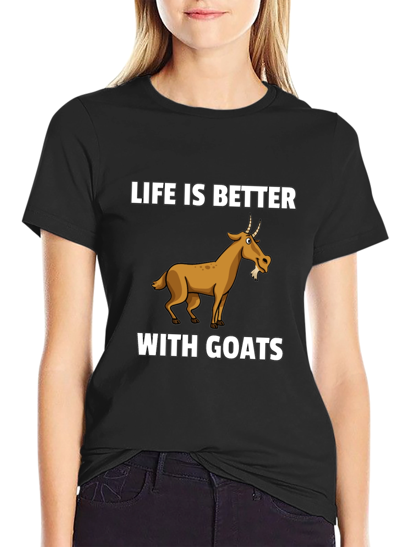 Black Life is Better with Goats Graphic T-Shirt view 2