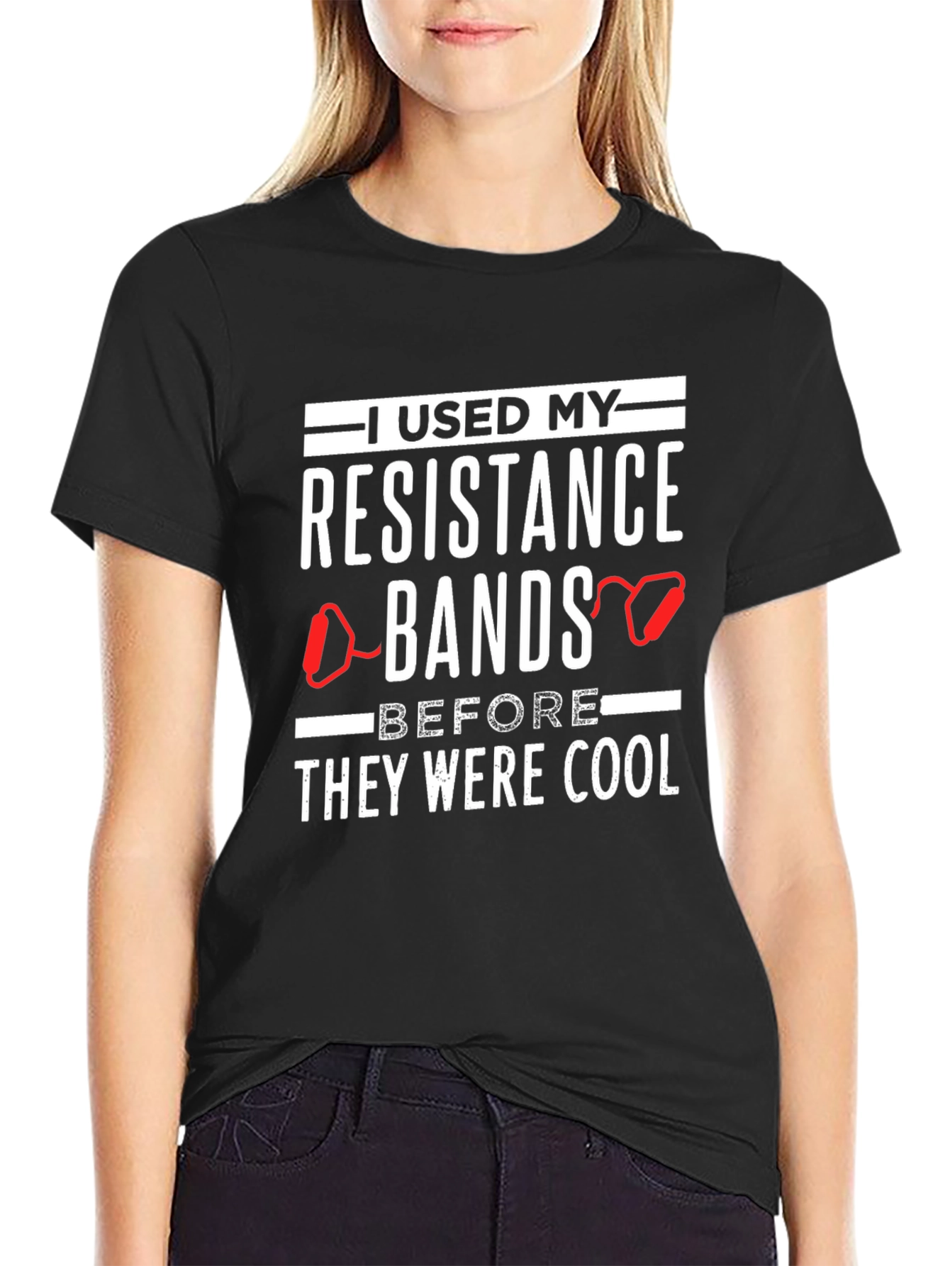 Black Resistance Bands Funny Workout T-Shirt view 2