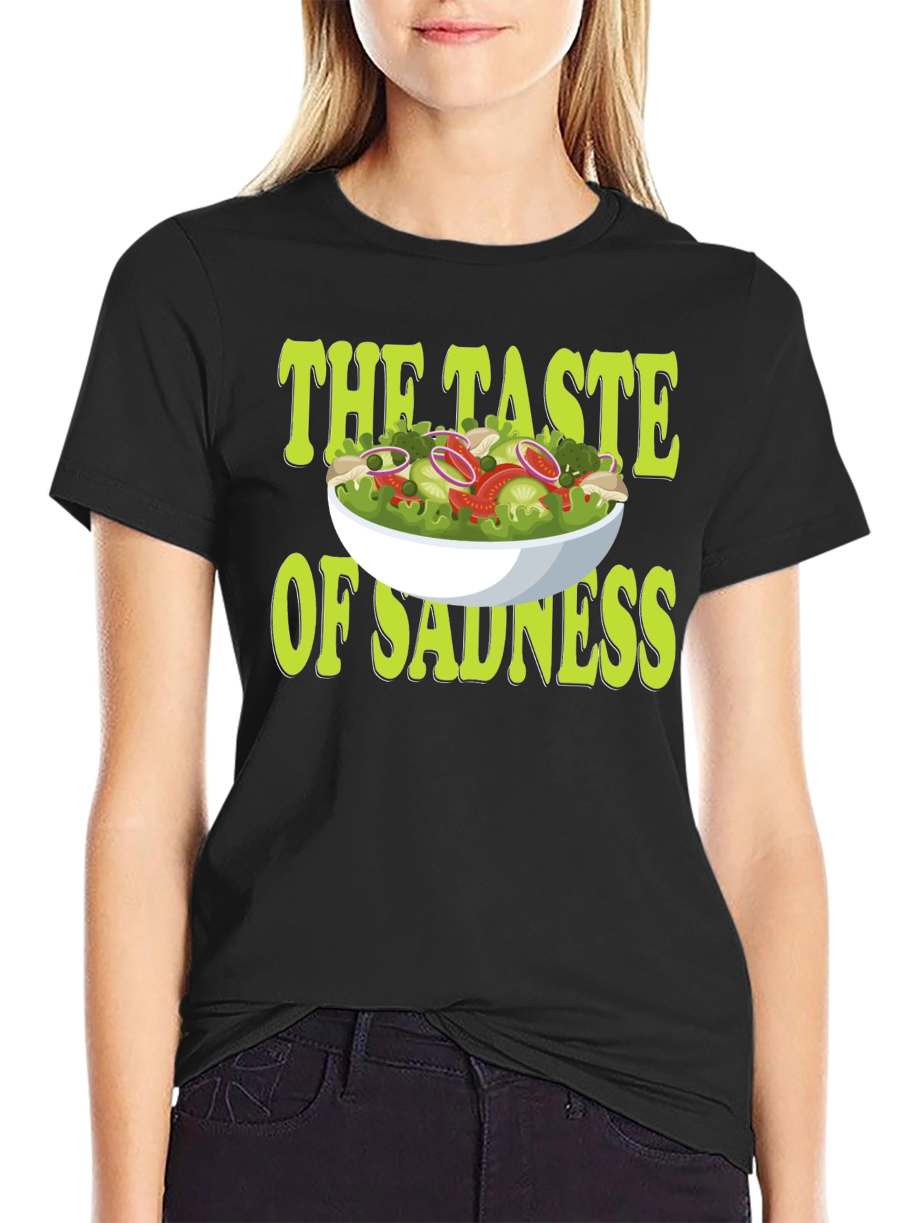 Black Taste of Sadness Salad Graphic T-Shirt view 2