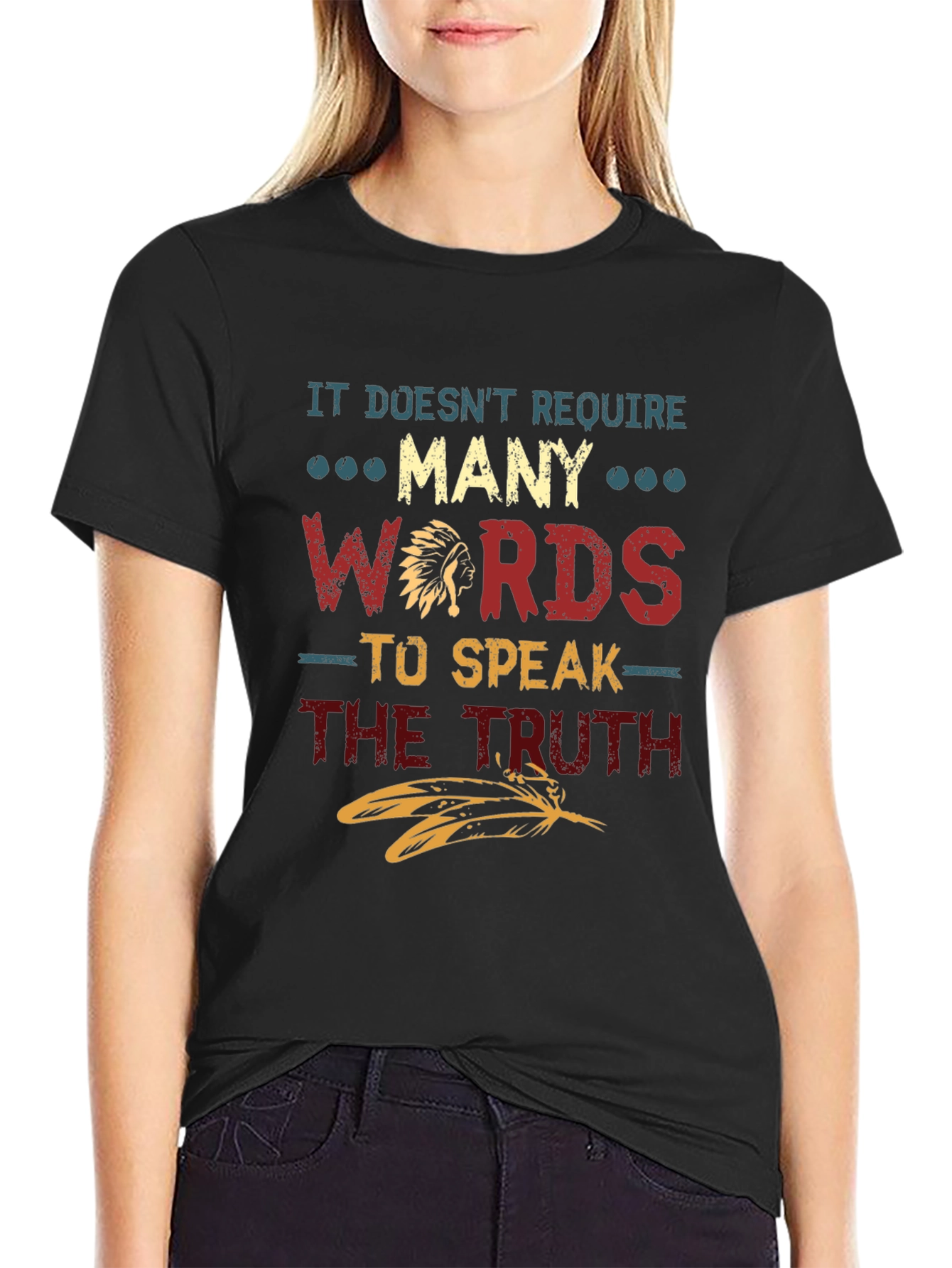 Black Truthful Words Graphic Tee - Stylish Cotton Blend view 2