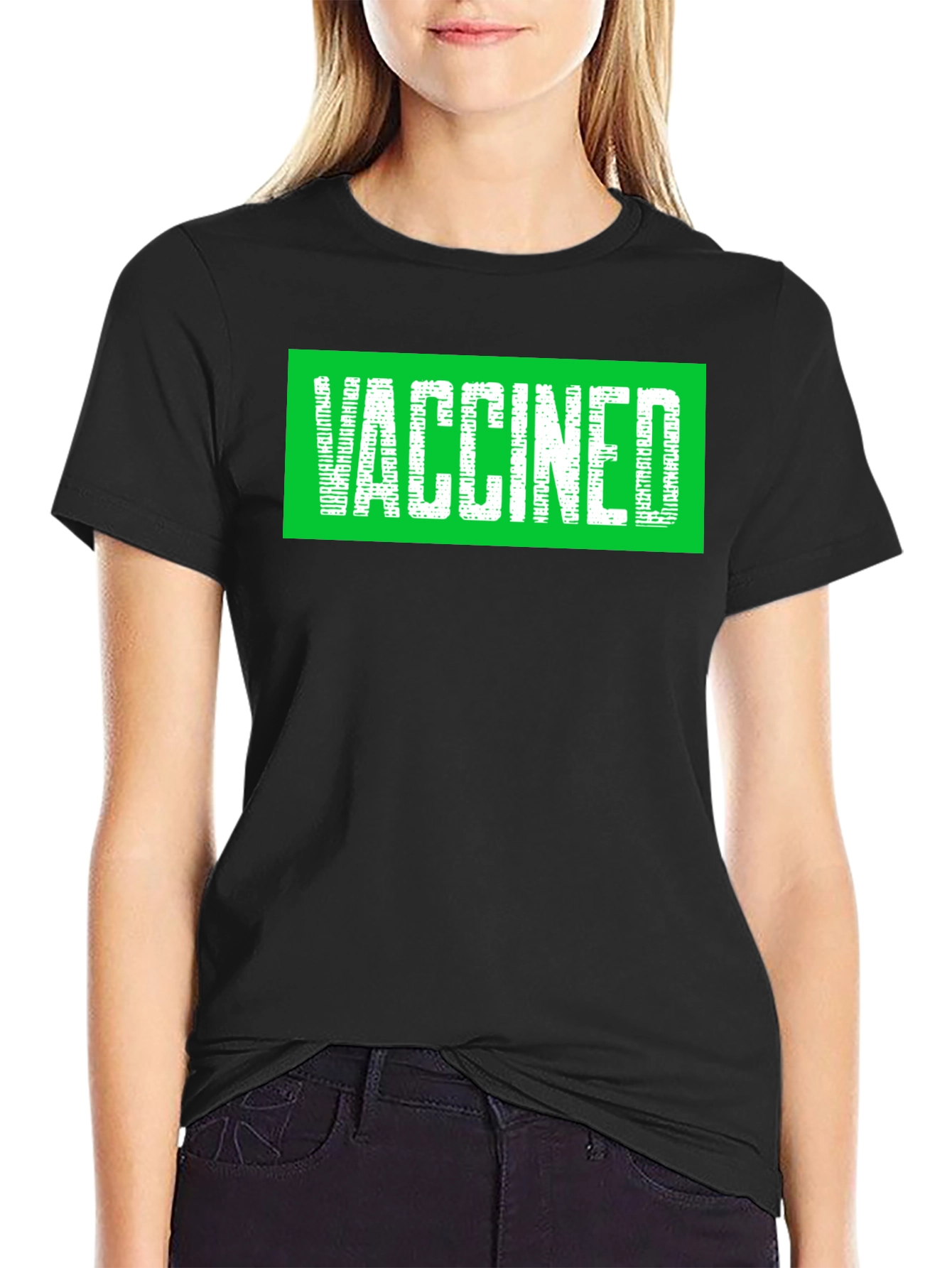 Black Vaccinated Graphic Print T-Shirt view 2