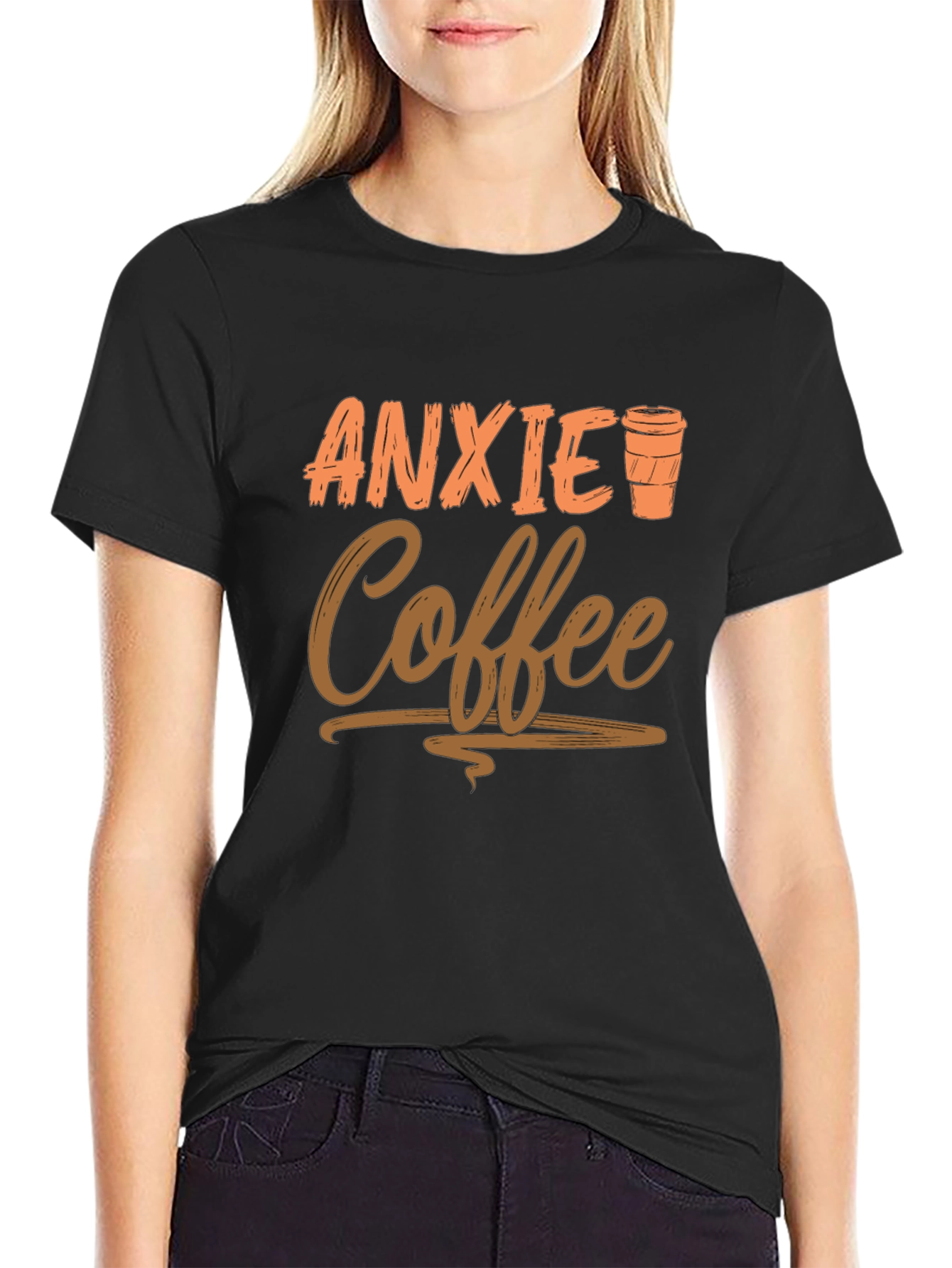 Black Anxiety Coffee Graphic Tee - Relaxed Style view 2