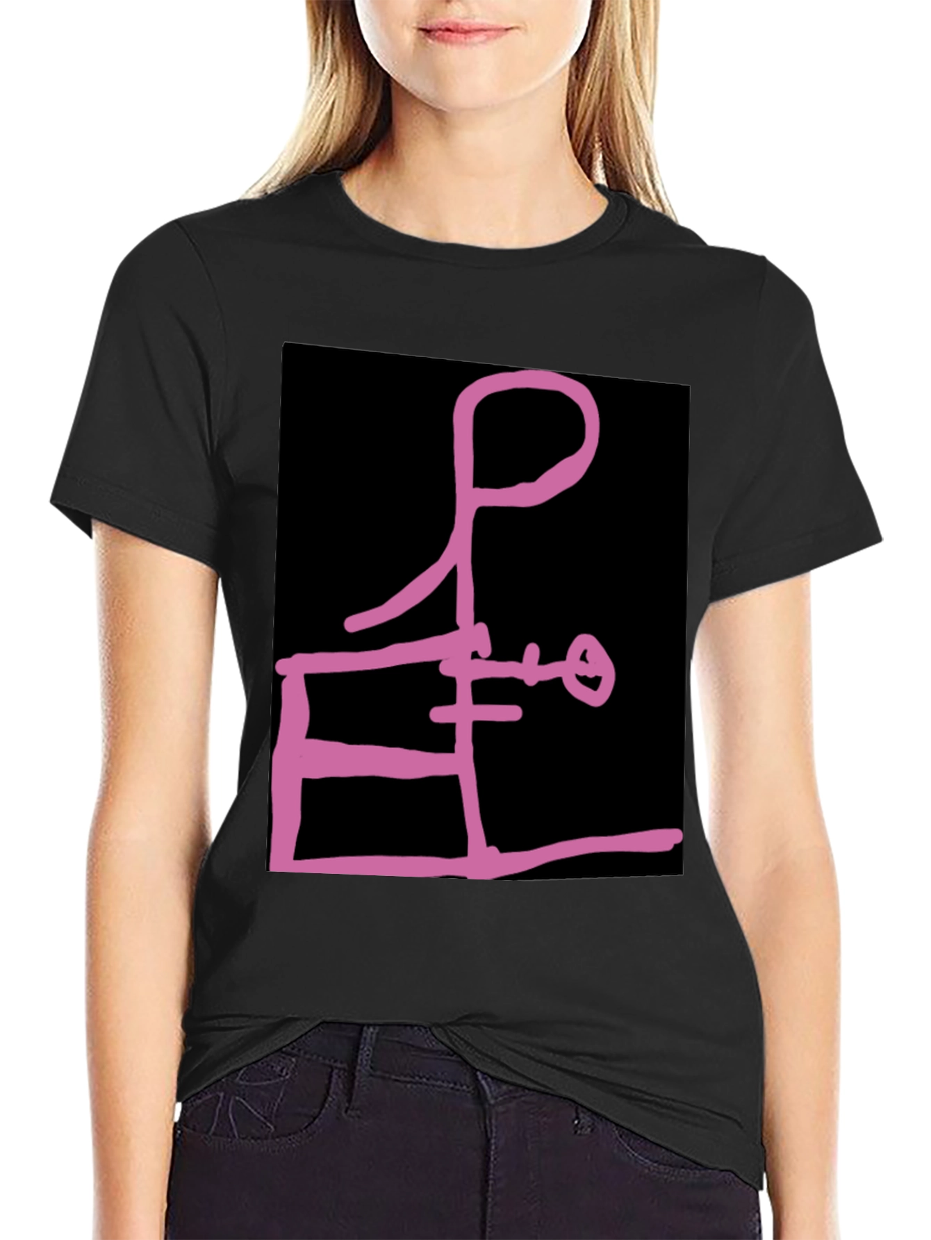 Black Abstract Graphic Tee - Black view 2