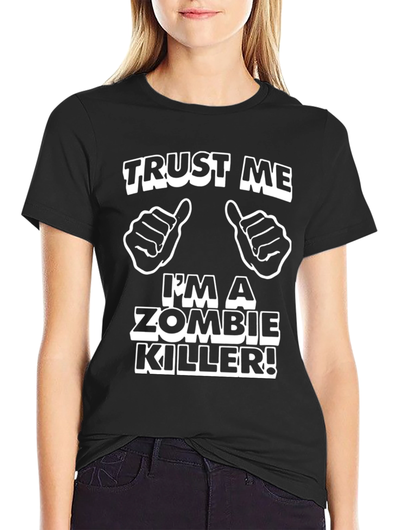 Black Trust Me Zombie Killer T-Shirt Funny Novelty Tee view 2