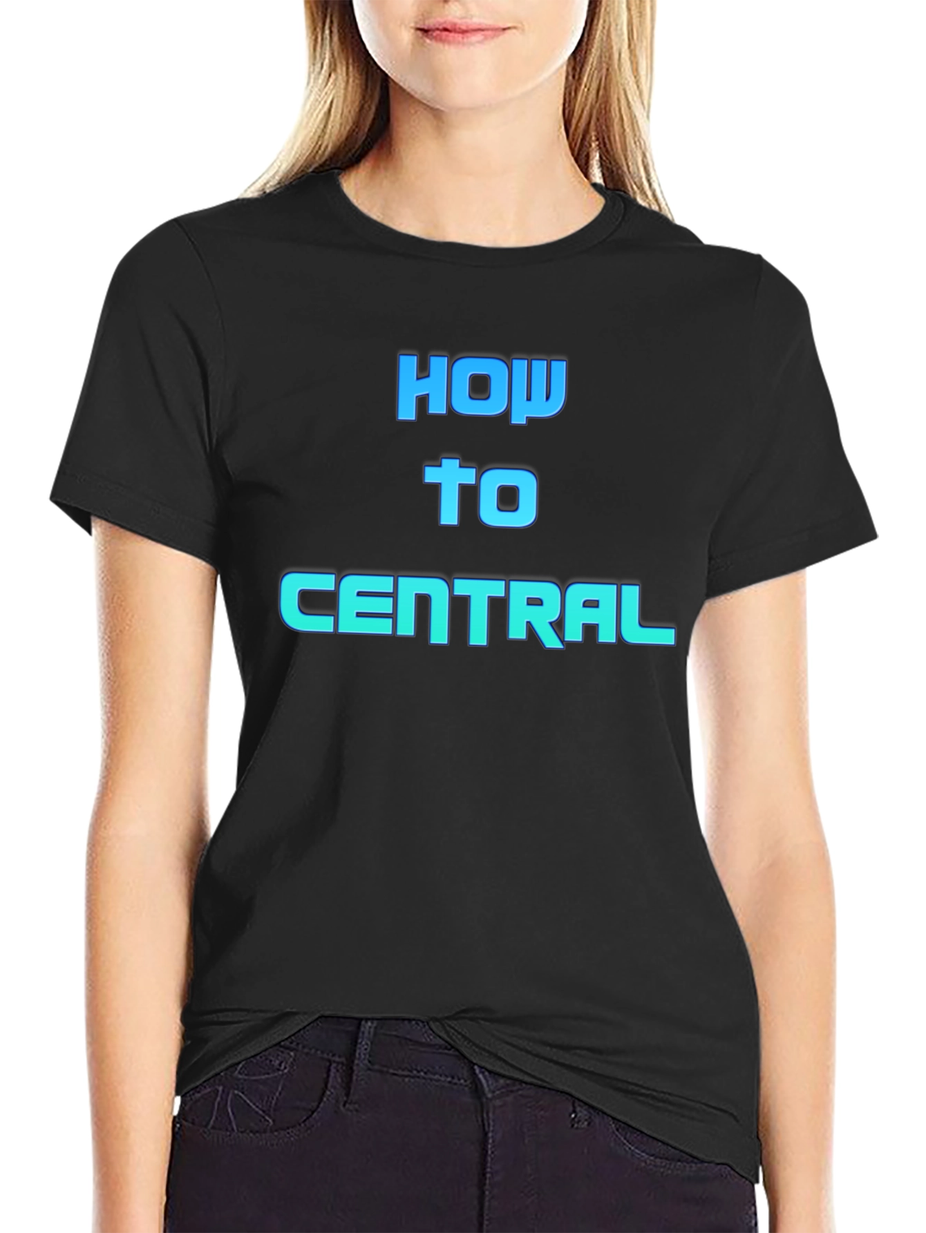 Black How To Central Graphic Tee - Black Cotton Blend view 2