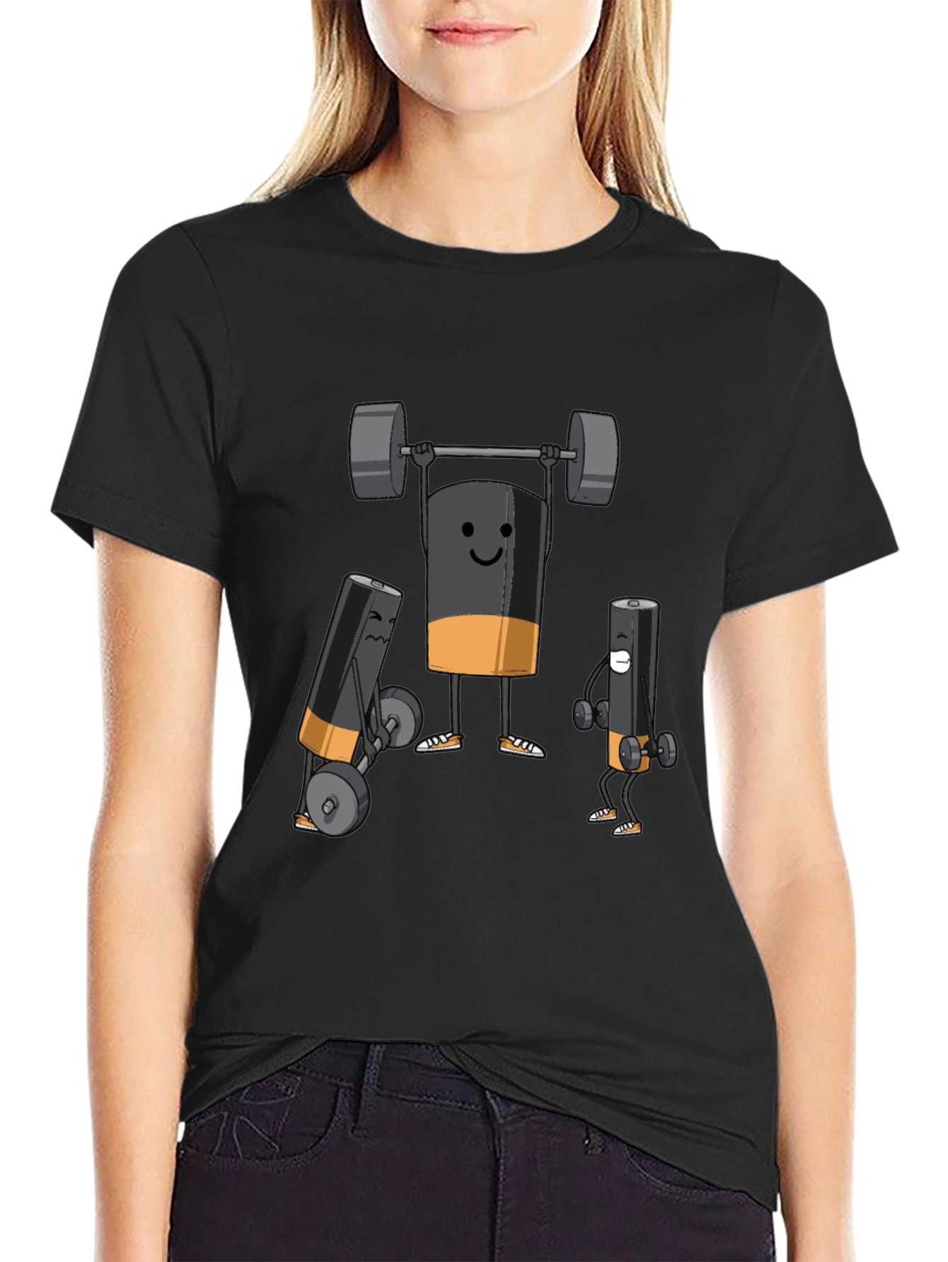 Black Battery Powerlifting Graphic T-Shirt view 2